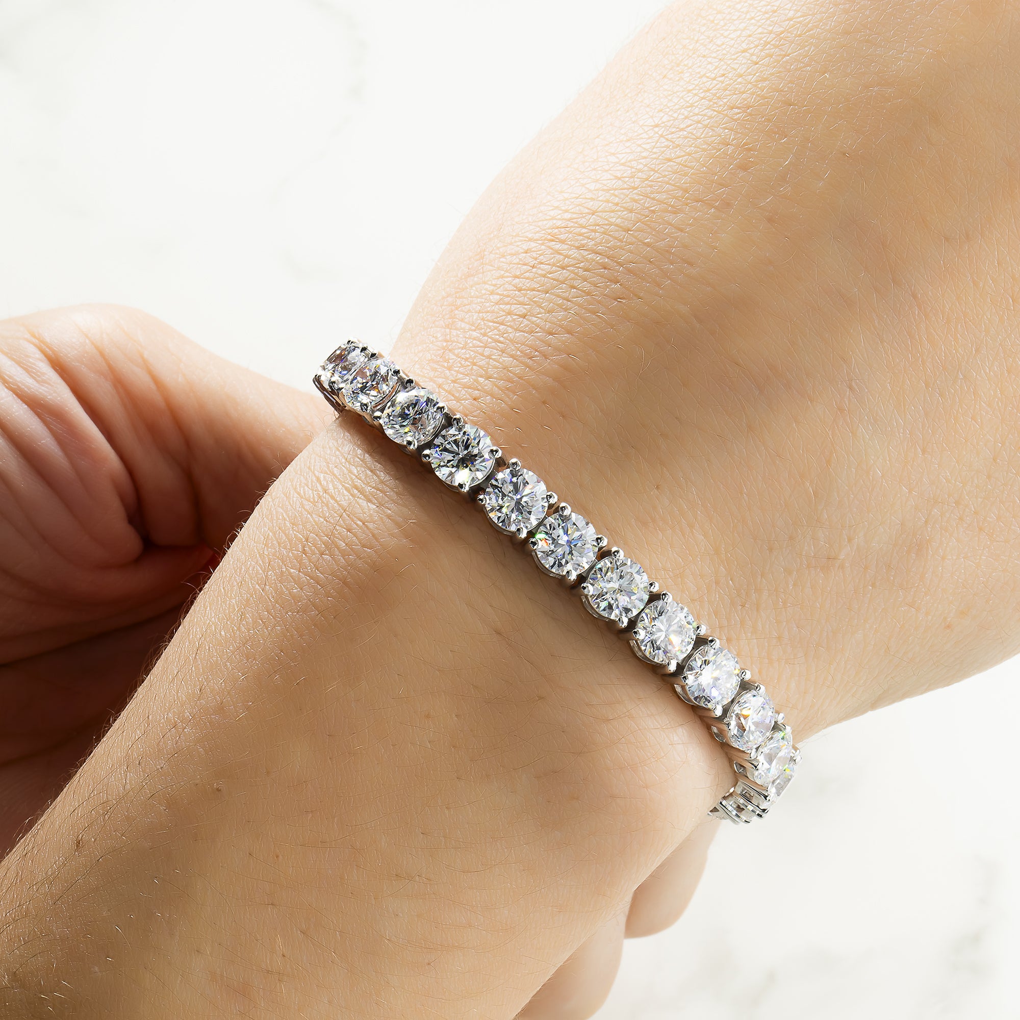 14K White Gold Round Diamond Tennis Bracelet 24.0Ct Bracelets