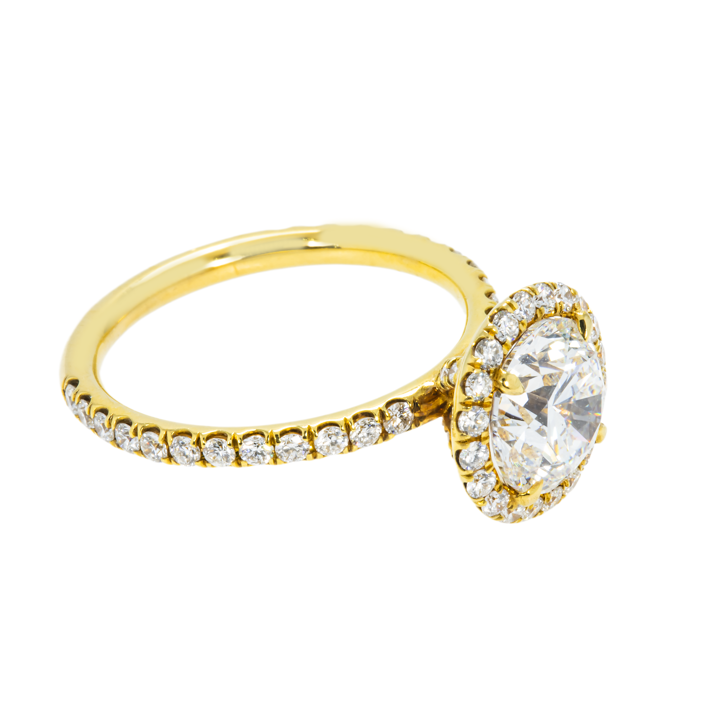 18K Yellow Gold 2.03Ct Round Diamond Engagement Ring 2.83Ctw Bridal