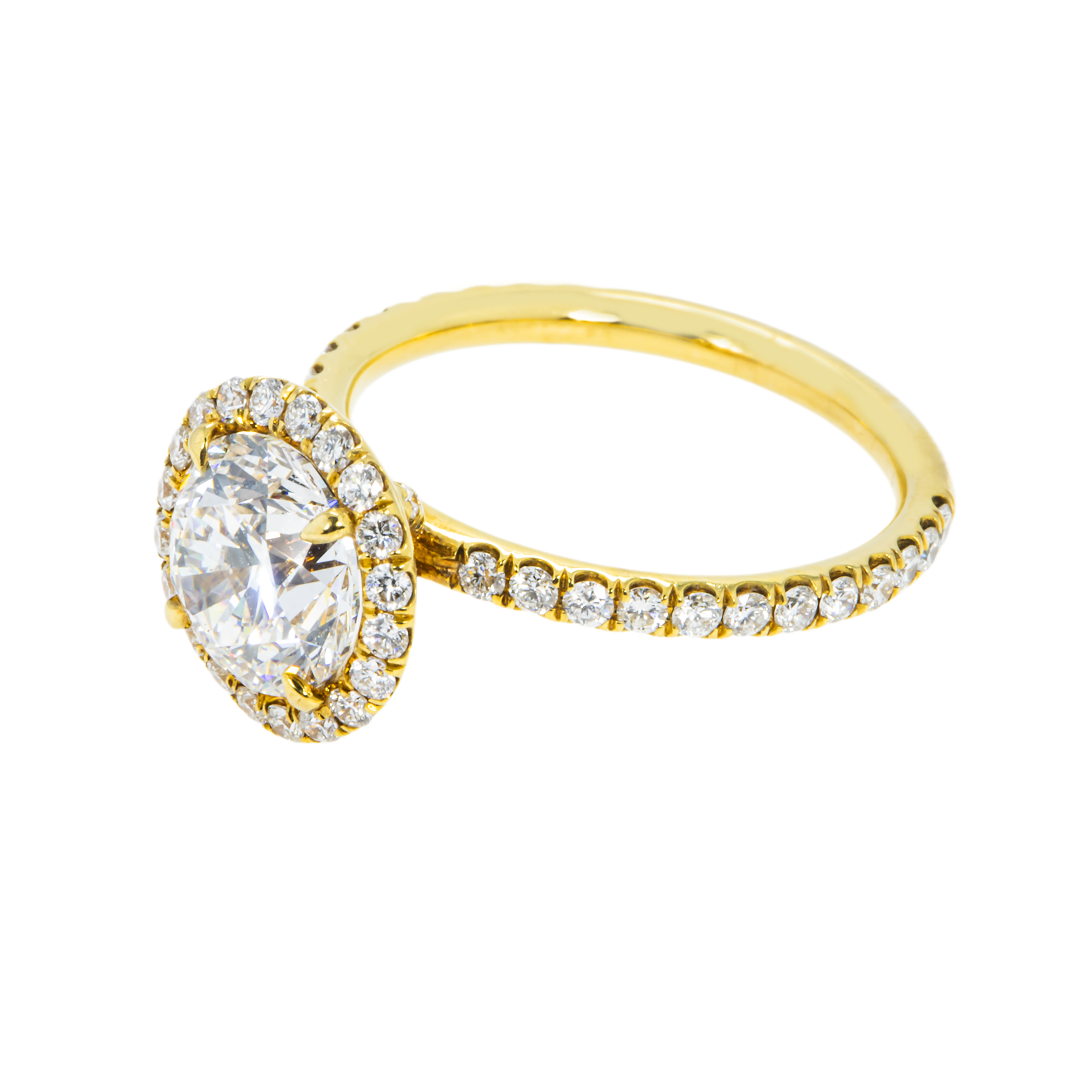 18K Yellow Gold 2.03Ct Round Diamond Engagement Ring 2.83Ctw Bridal