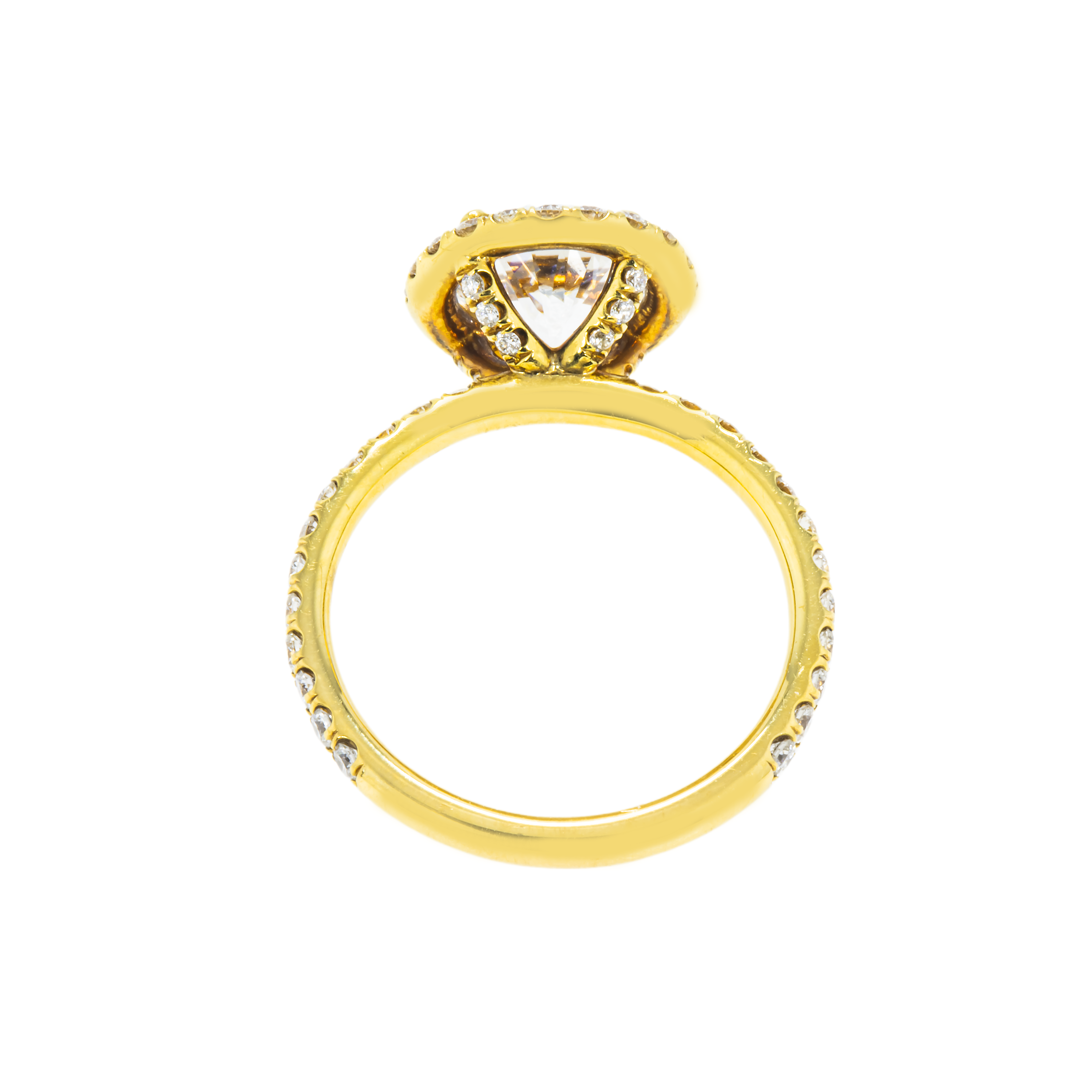 18K Yellow Gold 2.03Ct Round Diamond Engagement Ring 2.83Ctw Bridal