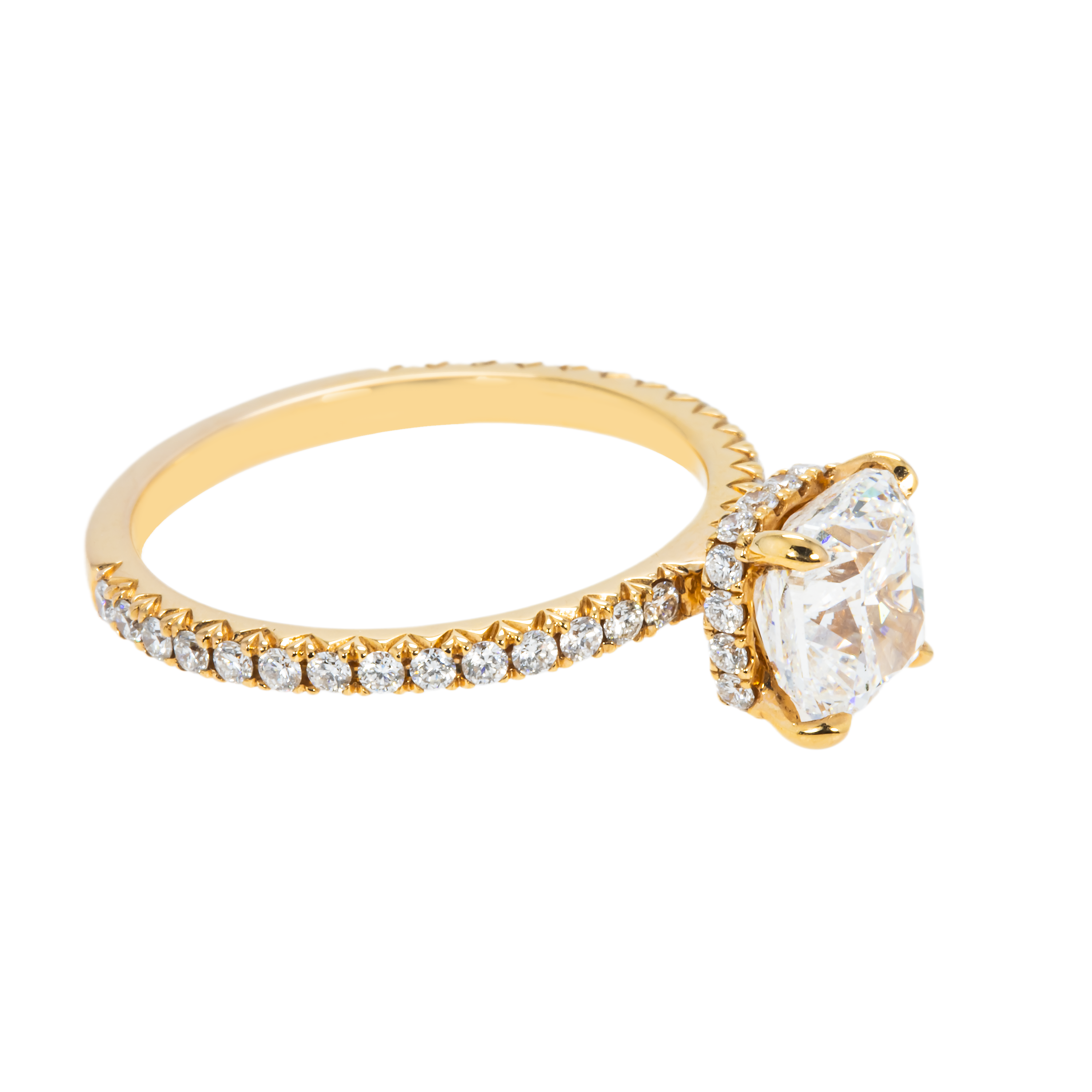 Gia 18K Rose Gold 2.0Ct Cushion Cut Diamond Engagement Ring 2.50Ctw Bridal