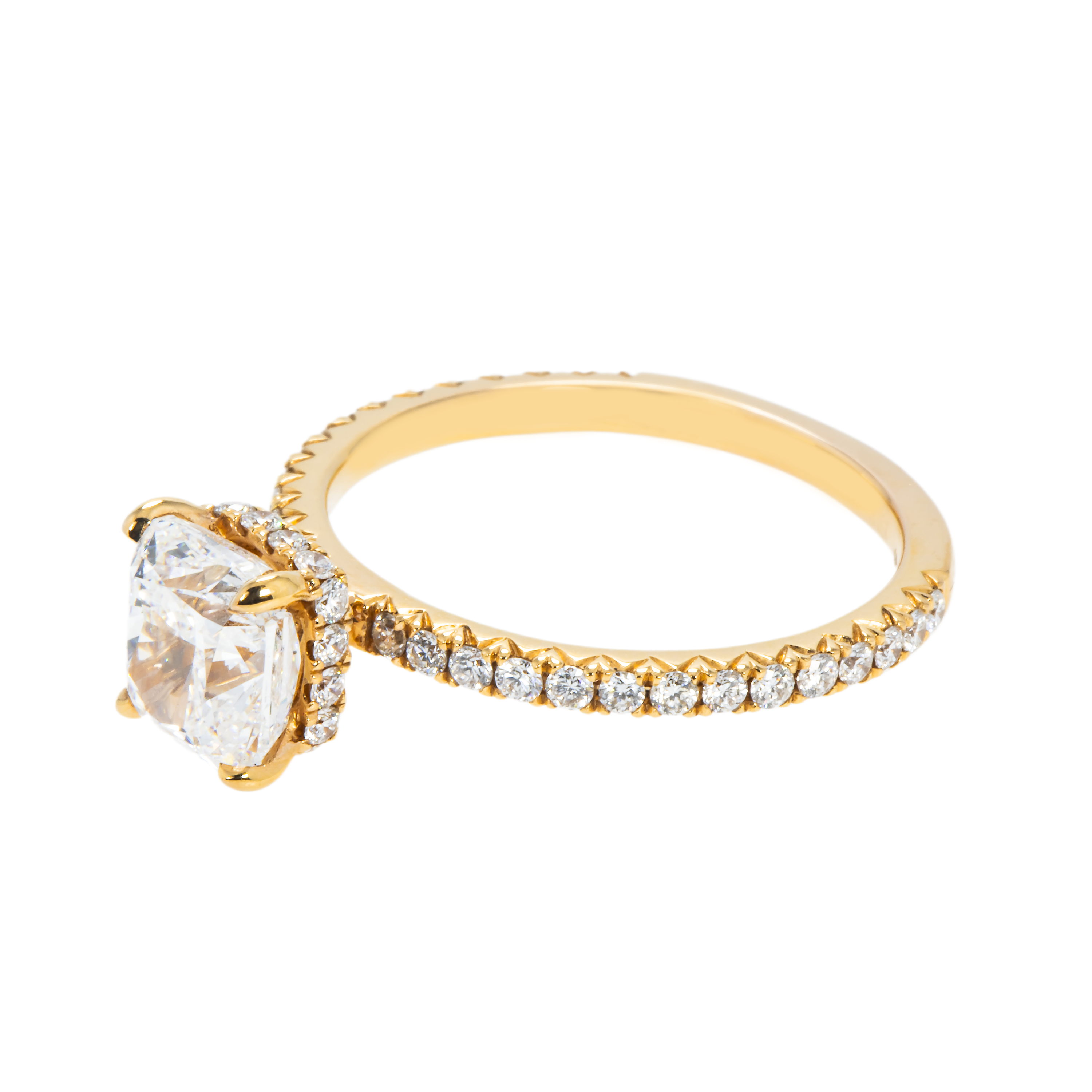 Gia 18K Rose Gold 2.0Ct Cushion Cut Diamond Engagement Ring 2.50Ctw Bridal
