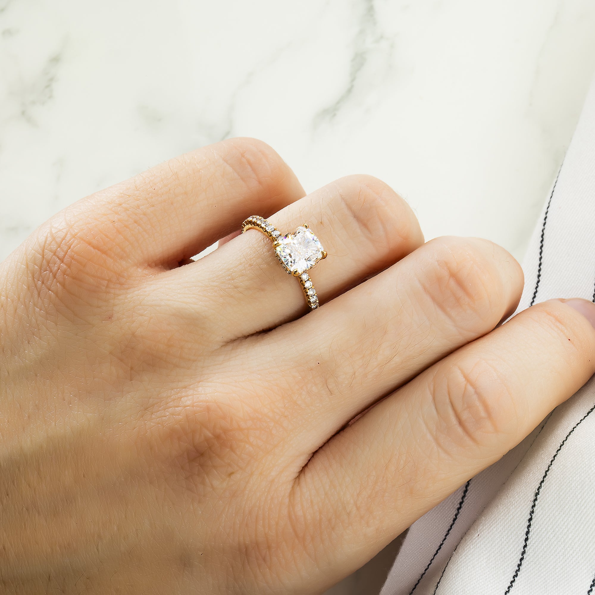 Gia 18K Rose Gold 2.0Ct Cushion Cut Diamond Engagement Ring 2.50Ctw Bridal
