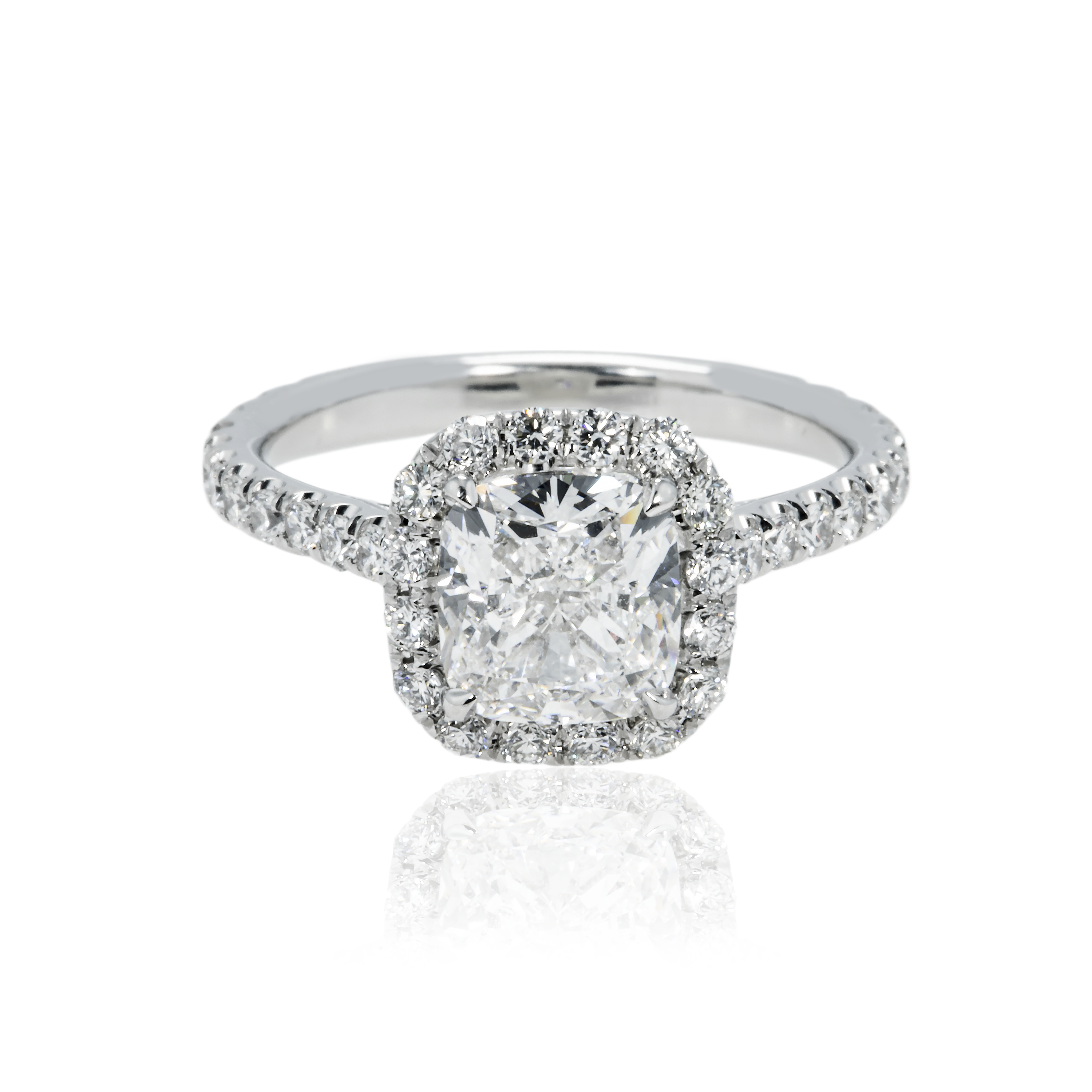 Gia Platinum 2.01Ct Cushion Cut Diamond Engagement Ring W/ Halo 2.86Ctw Bridal