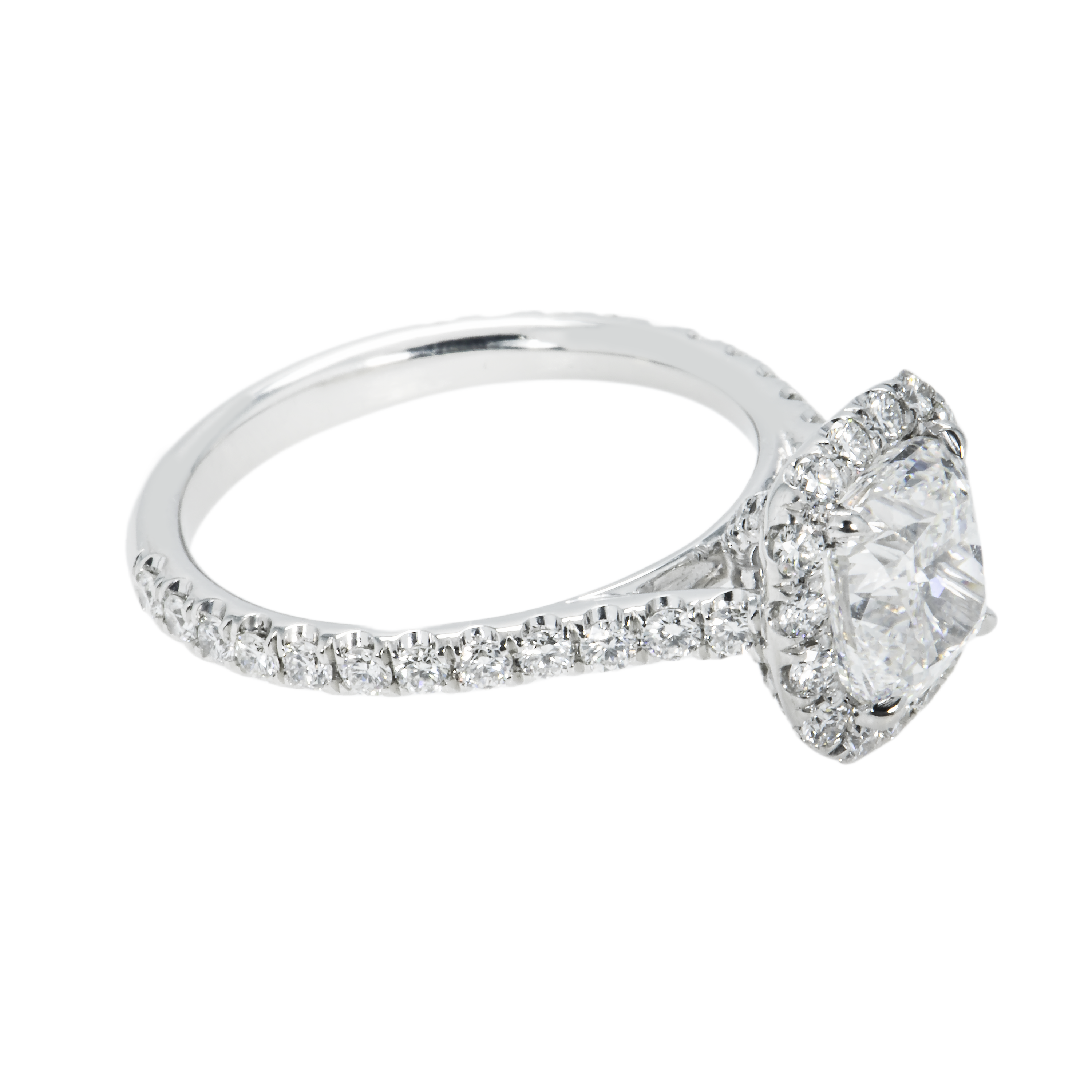 Gia Platinum 2.01Ct Cushion Cut Diamond Engagement Ring W/ Halo 2.86Ctw Bridal