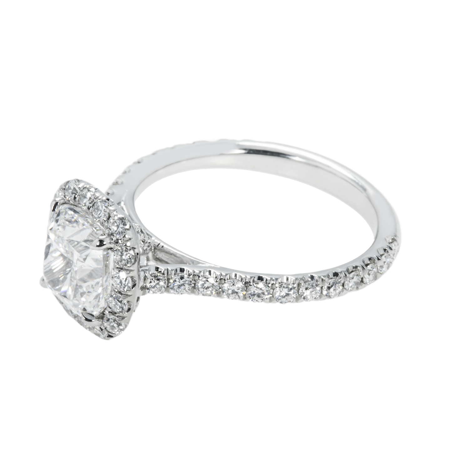 GIA Platinum 2.01ct Cushion Cut Diamond Engagement Ring W/ Halo 2.86ctw