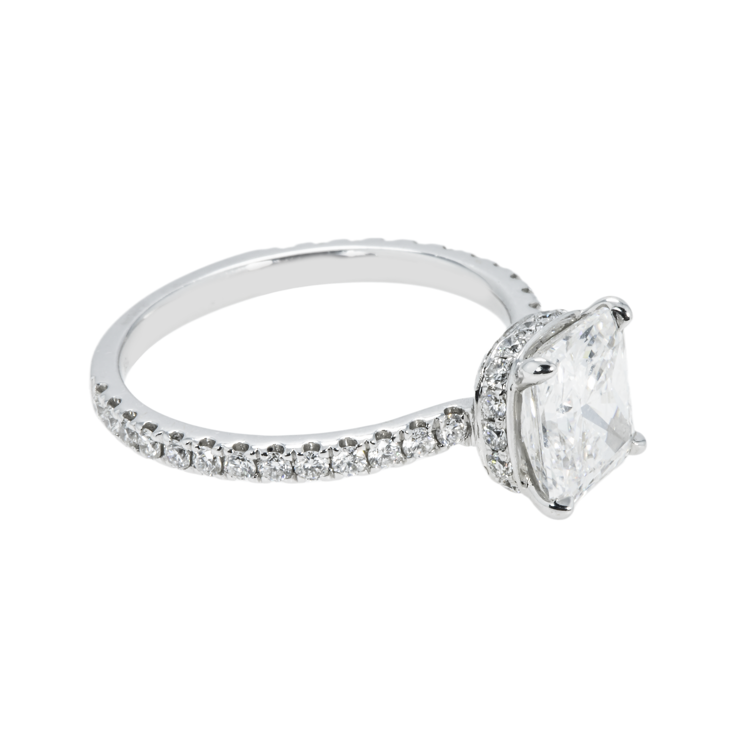 GIA 18K White Gold 2.08ct Cushion Cut Diamond Engagement Ring 2.62ctw