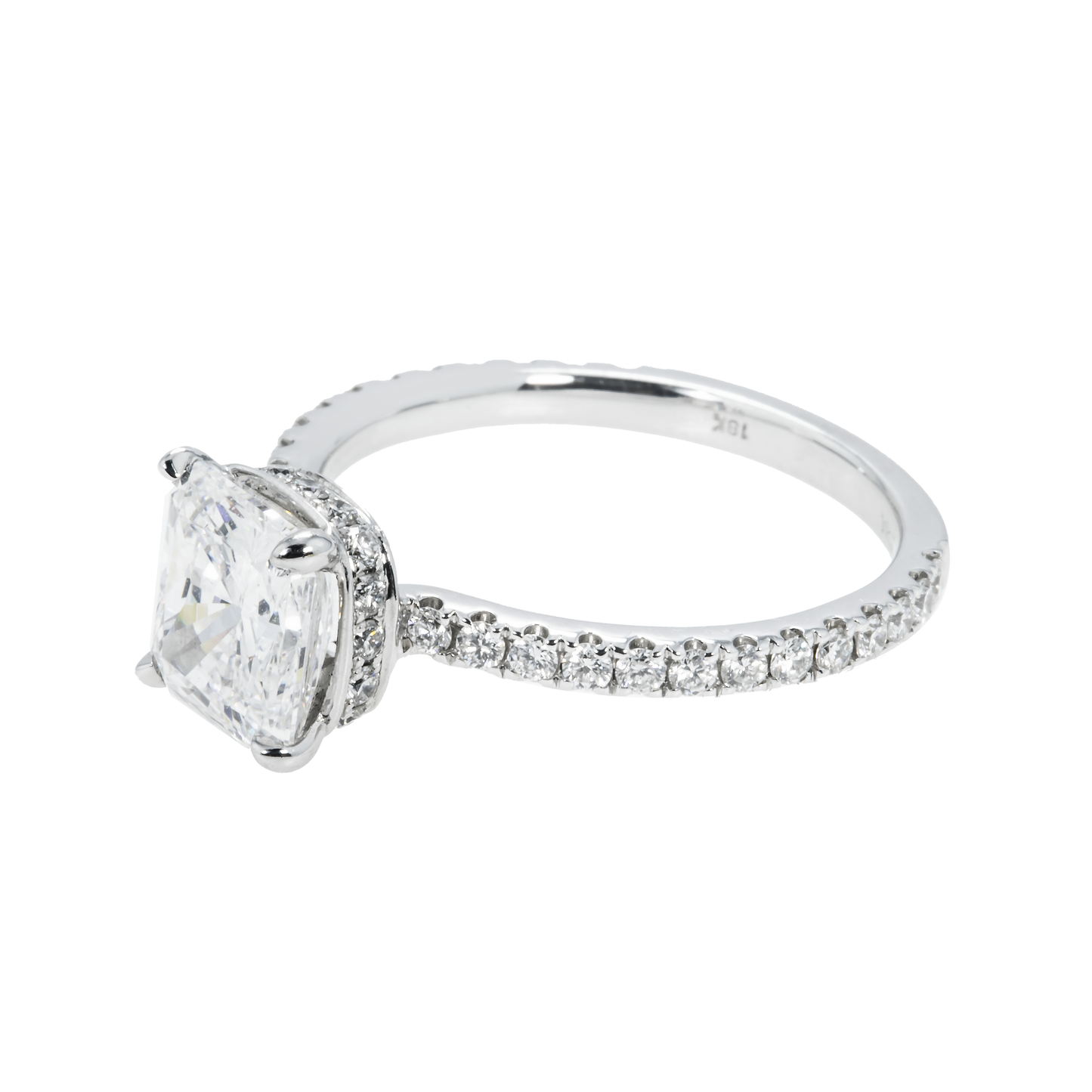 GIA 18K White Gold 2.08ct Cushion Cut Diamond Engagement Ring 2.62ctw