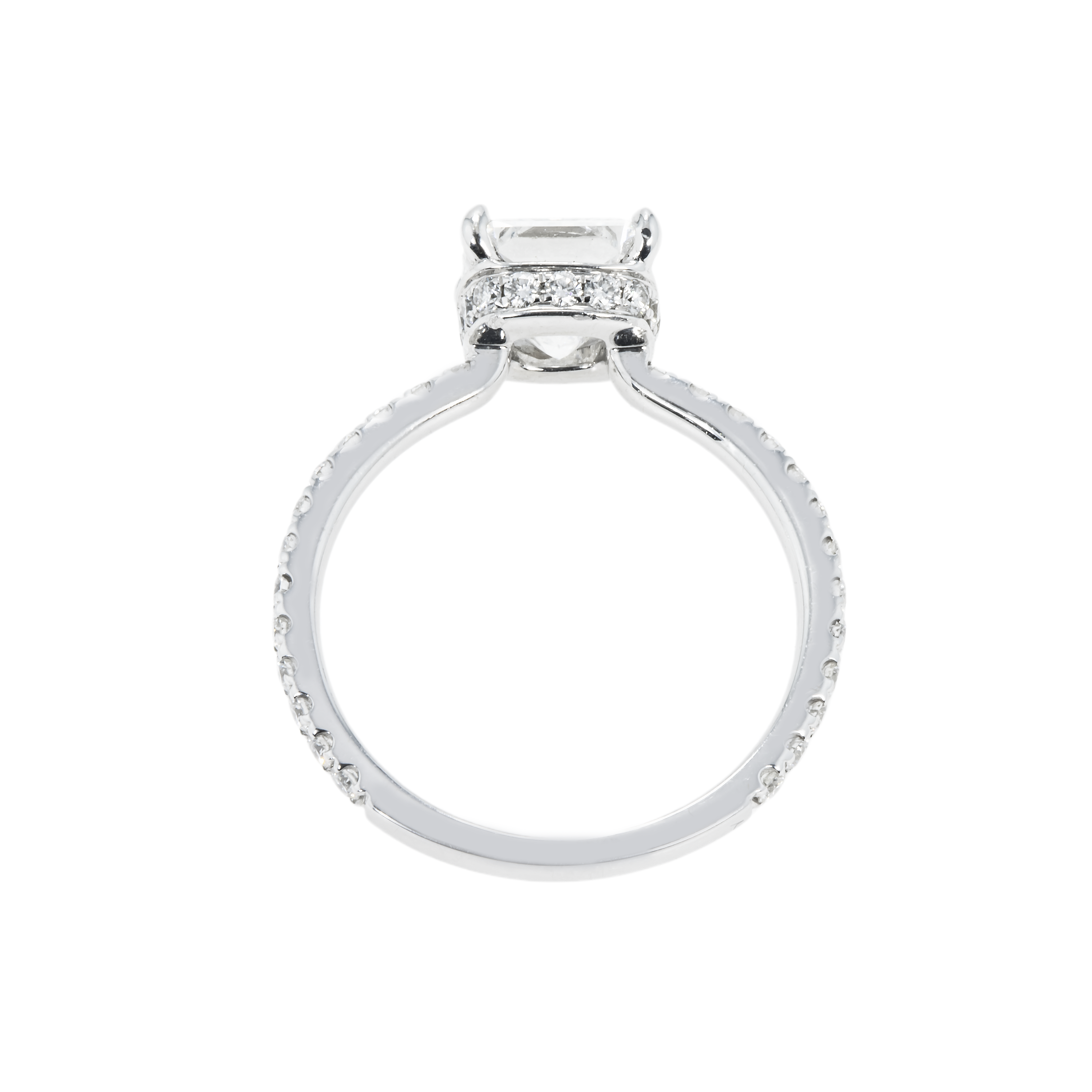 Gia 18K White Gold 2.08Ct Cushion Cut Diamond Engagement Ring 2.62Ctw Bridal