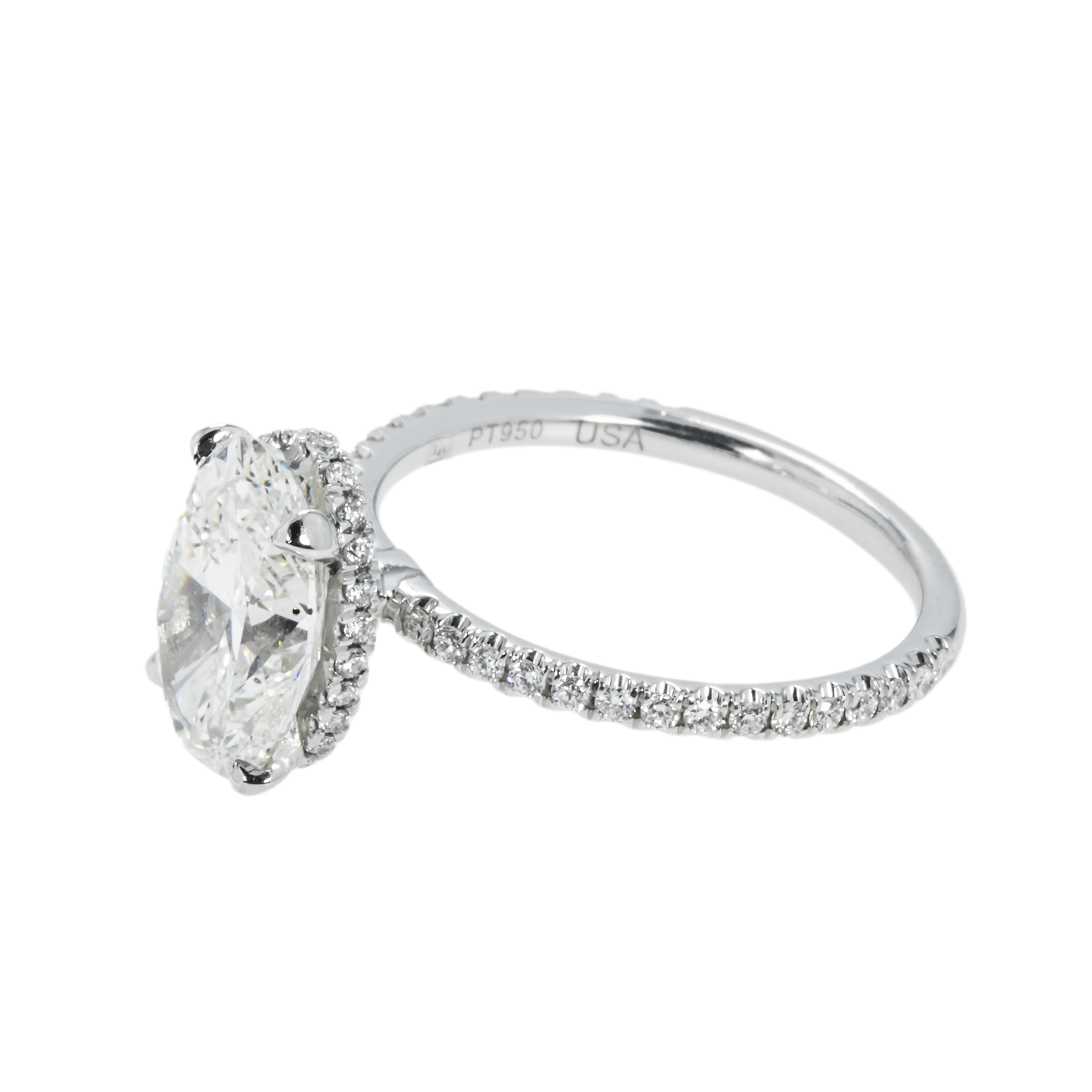 Gia Platinum 2.63Ct Oval Cut Diamond Engagement Ring 2.63Ctw Bridal