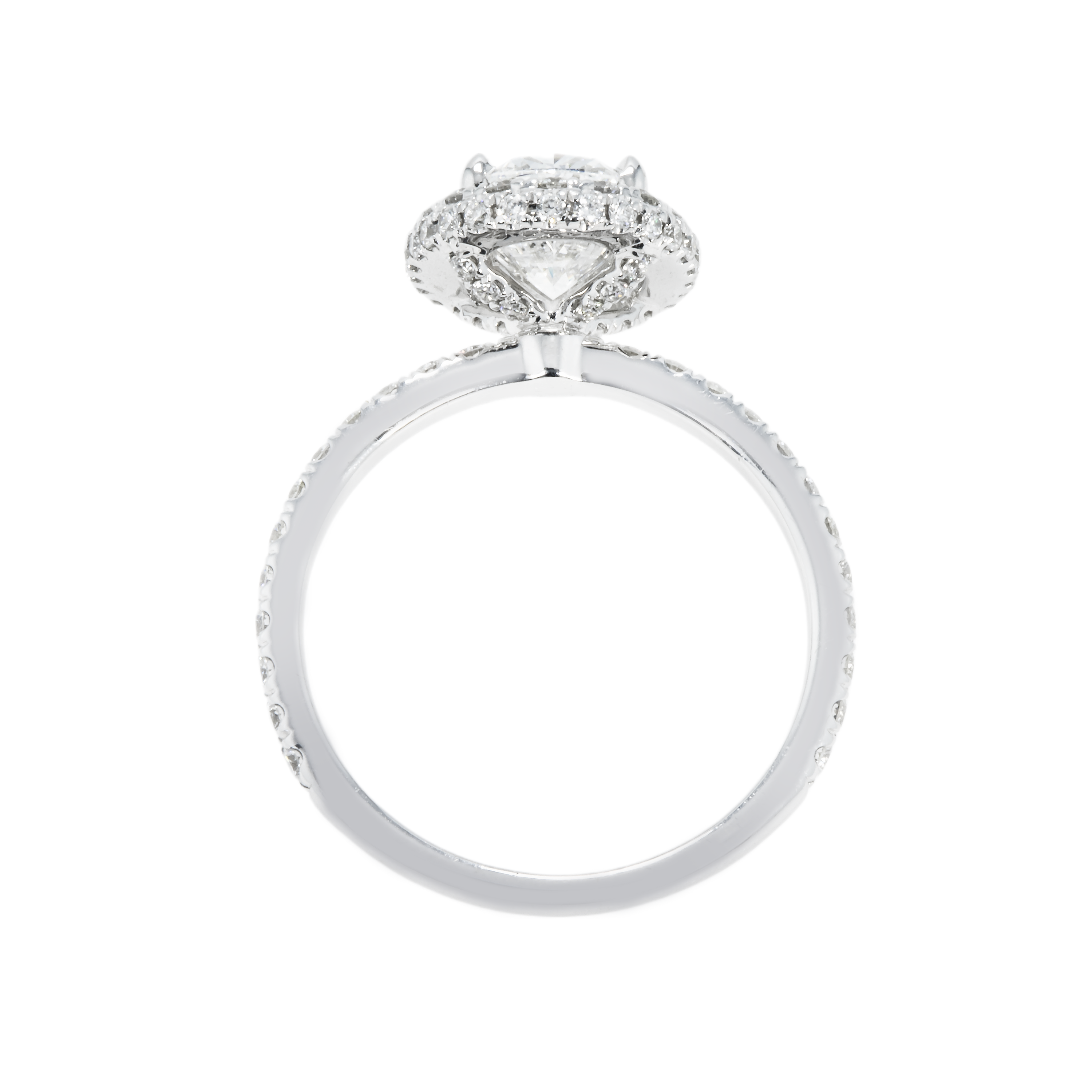 Gia 18K White Gold 1.55Ct Oval Cut Diamond Engagement Ring W/ Halo 2.27Ctw Bridal