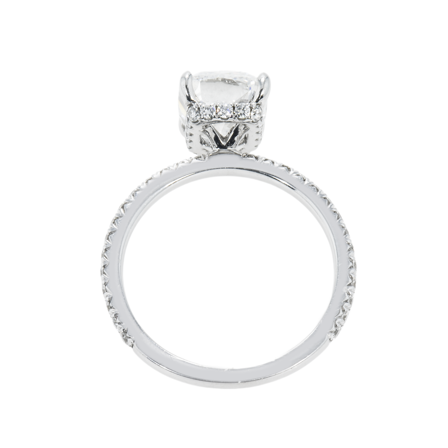 GIA 18K White Gold 3.01ct Cushion Cut Diamond Engagement Ring 3.55ctw