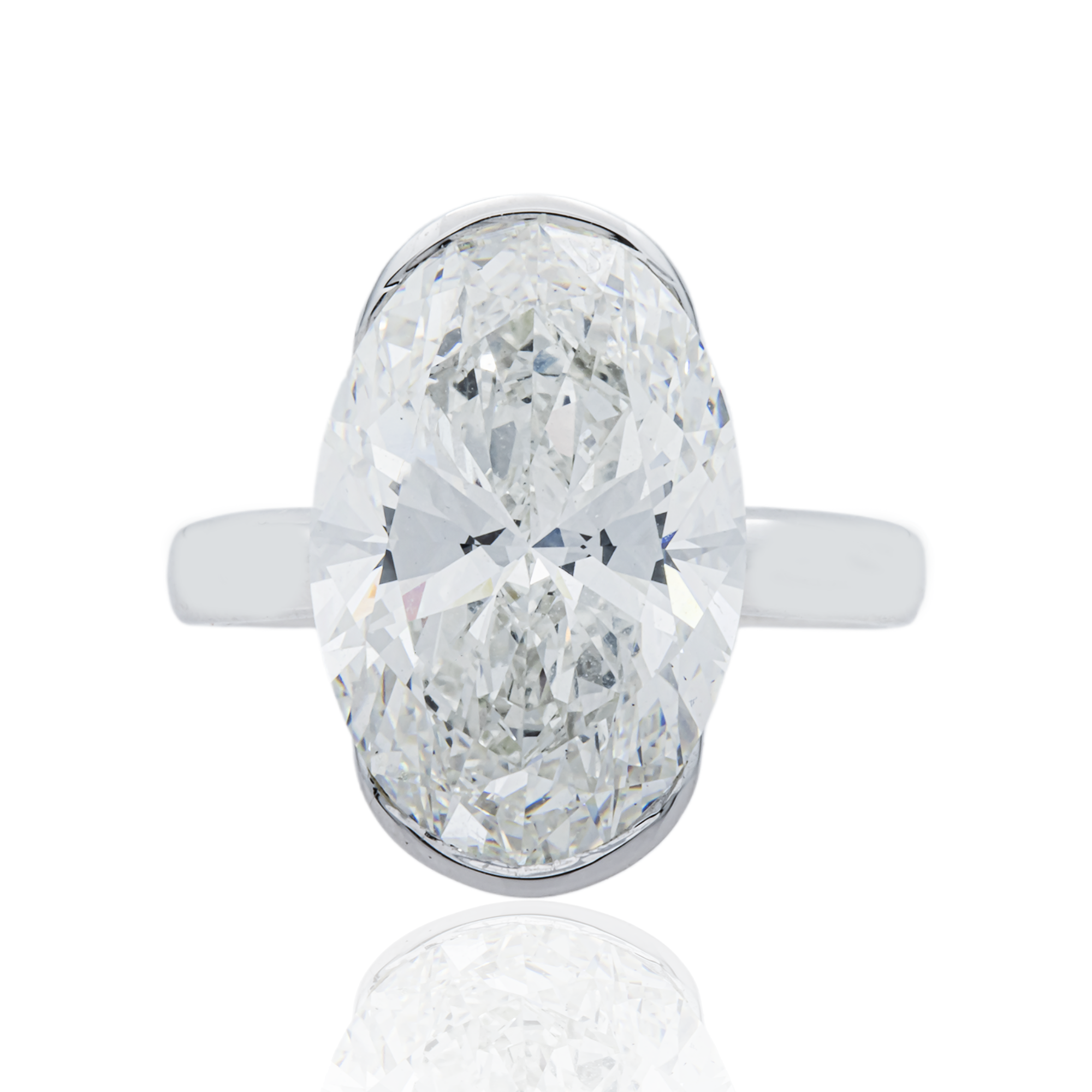 18K White Gold Bezel Set Oval Engagement Ring 7.91ctw