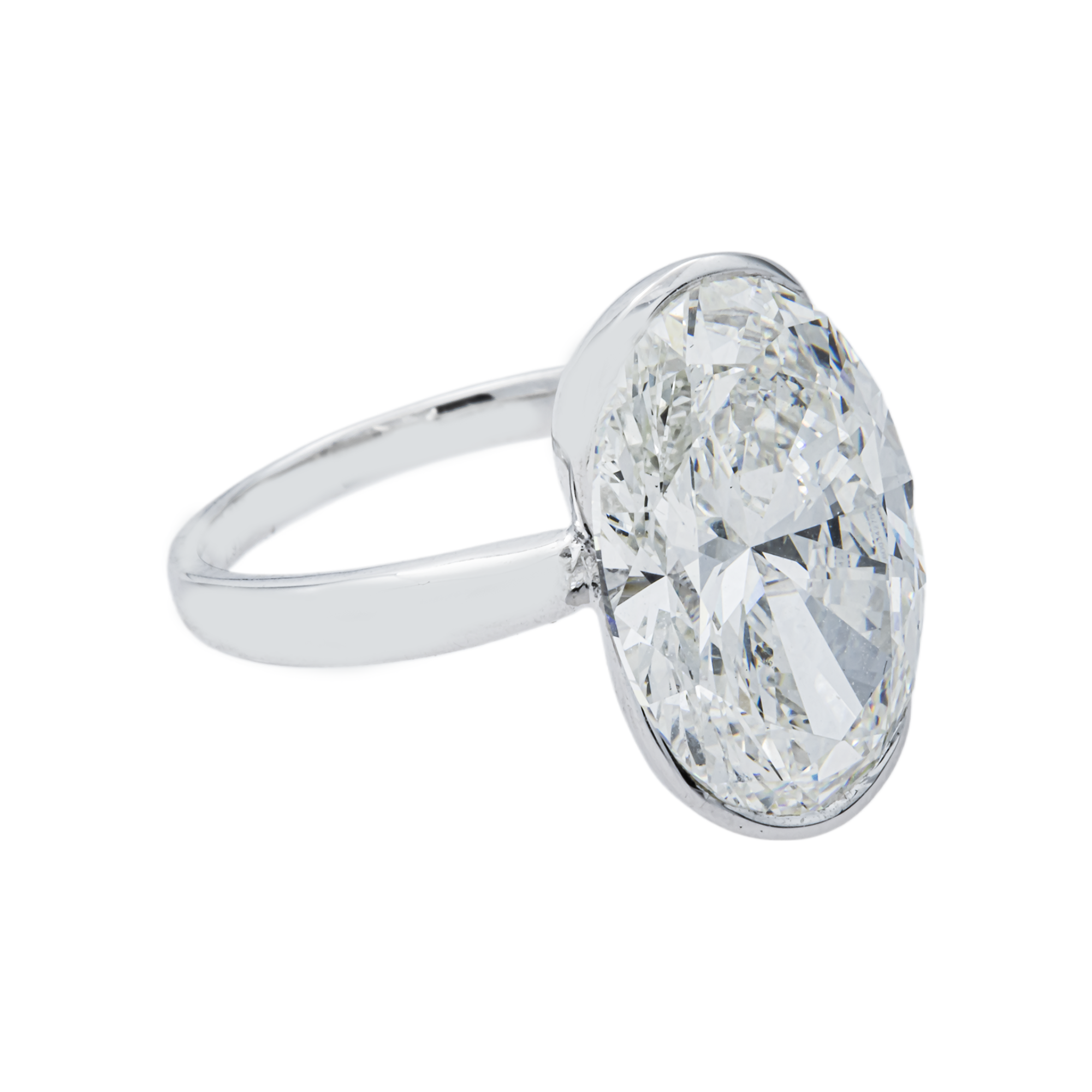 18K White Gold Bezel Set Oval Engagement Ring 7.91ctw