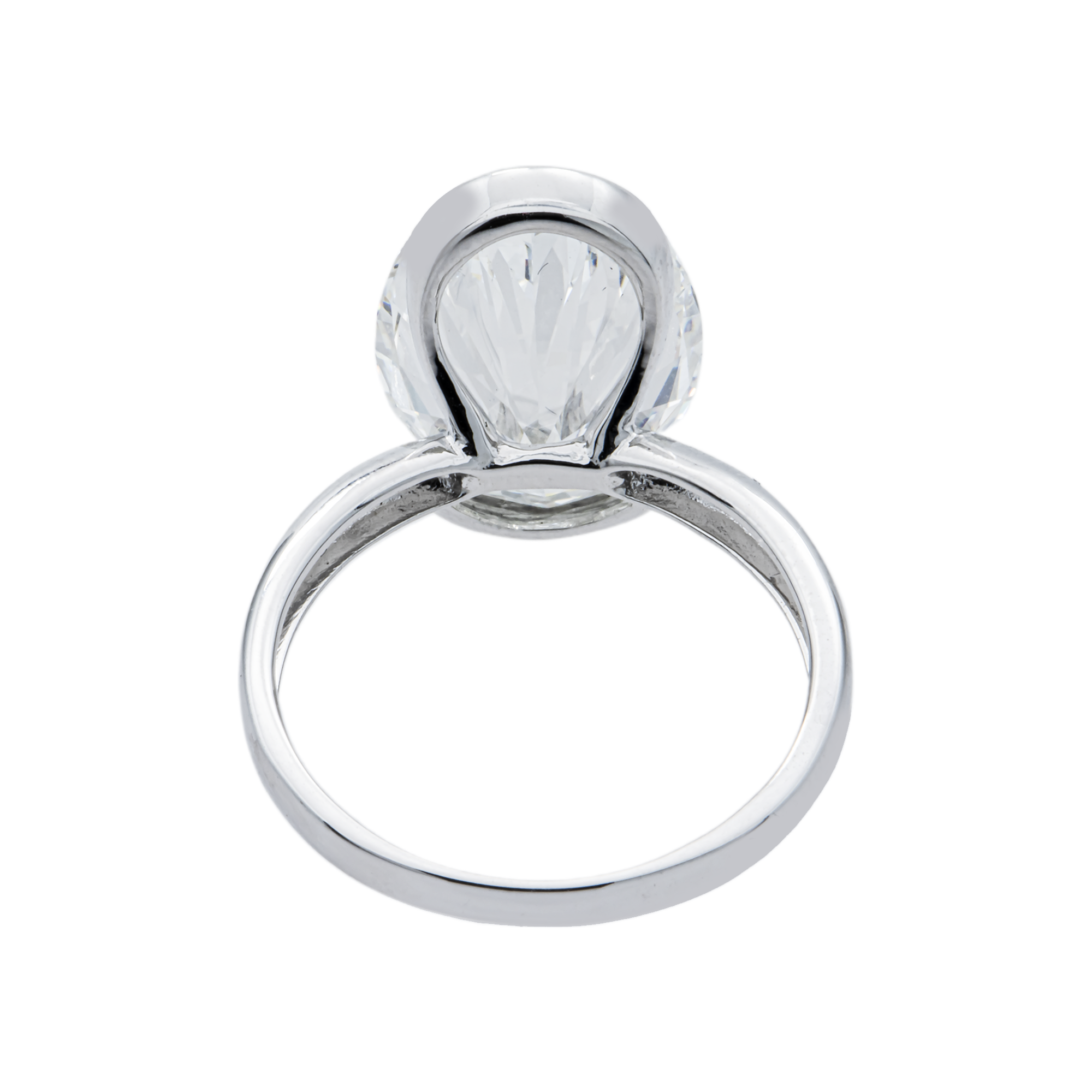 18K White Gold Bezel Set Oval Engagement Ring 7.91ctw