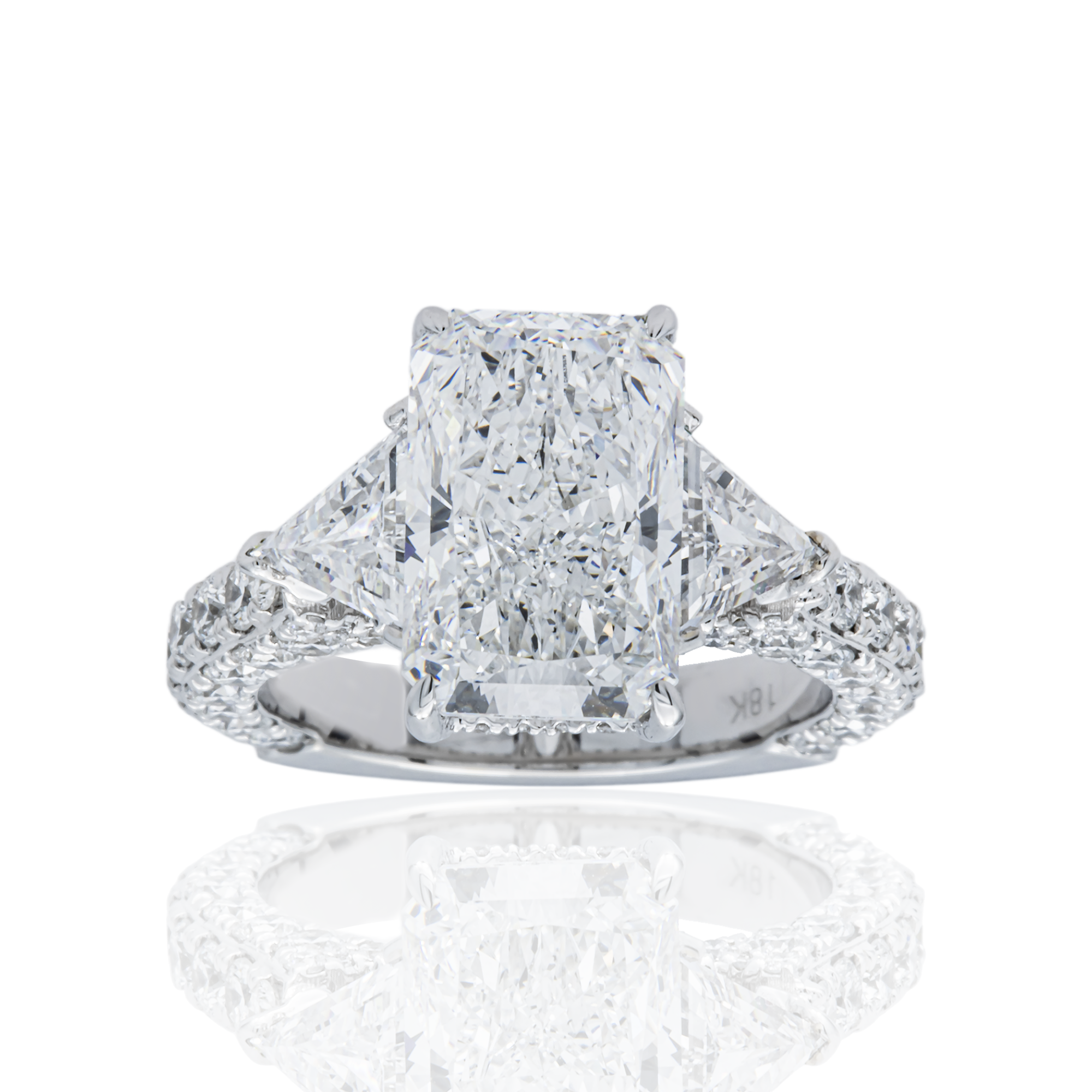 18K White Gold 4.21ct Radiant Diamond Engagement Ring 7.41ctw
