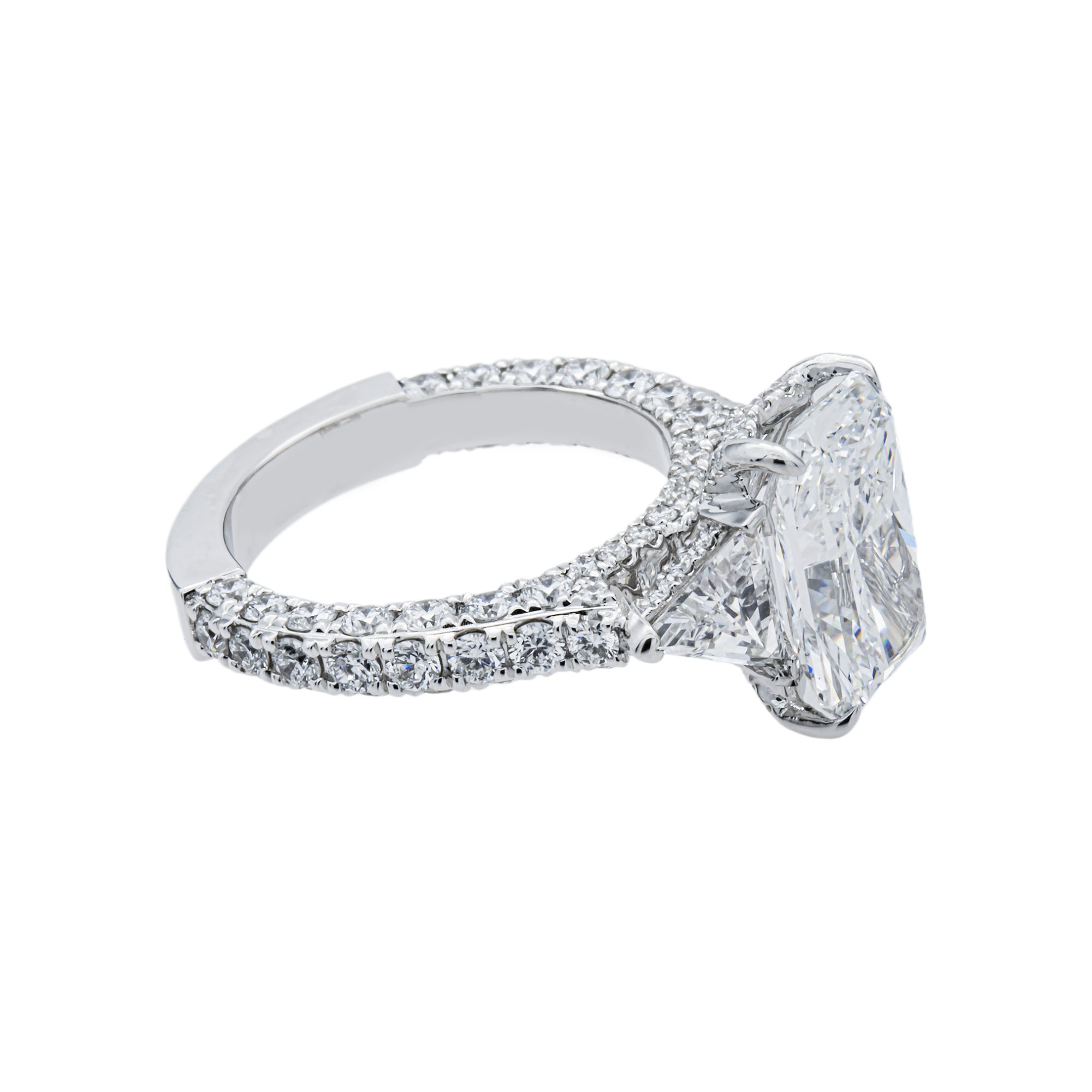 18K White Gold 4.21ct Radiant Diamond Engagement Ring 7.41ctw