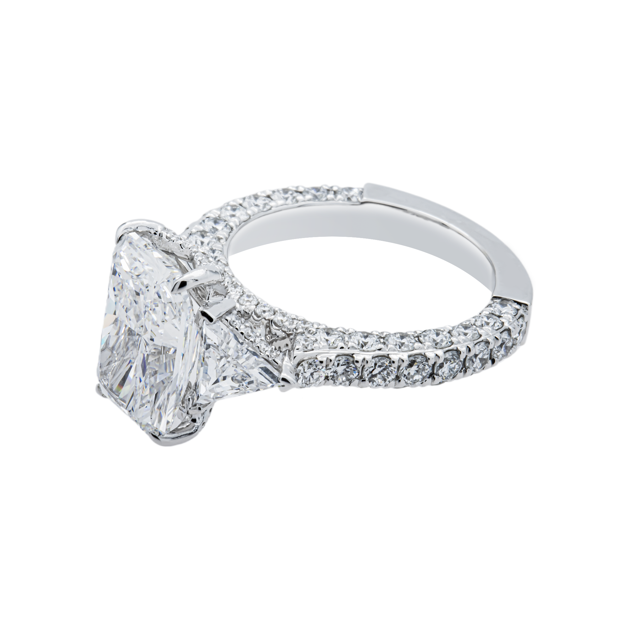 18K White Gold 4.21ct Radiant Diamond Engagement Ring 7.41ctw