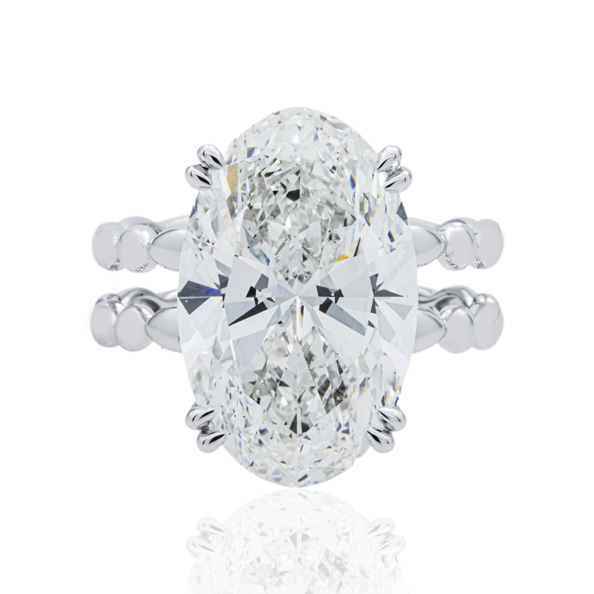 18K White Gold Oval Diamond Engagement Ring 7.41ctw