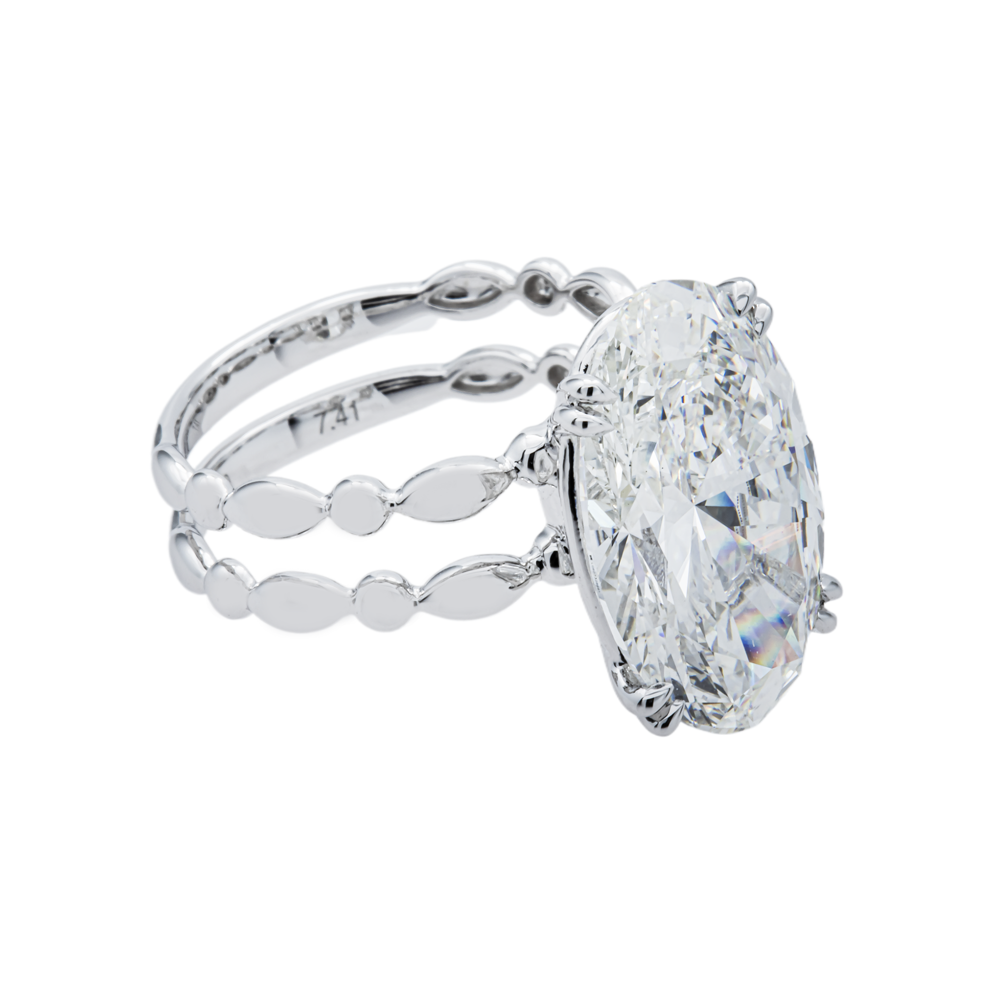 18K White Gold Oval Diamond Engagement Ring 7.41ctw