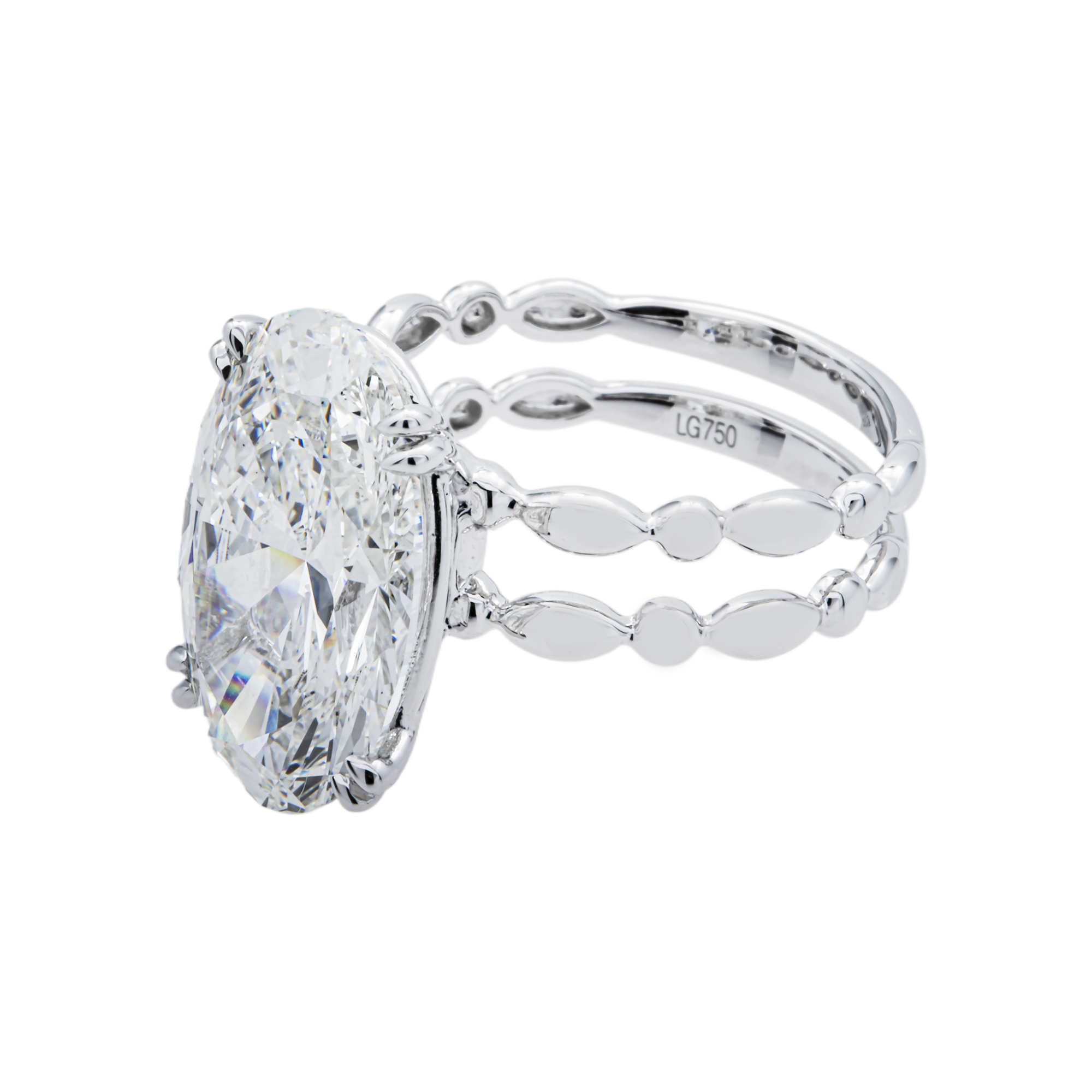 18K White Gold Oval Diamond Engagement Ring 7.41ctw