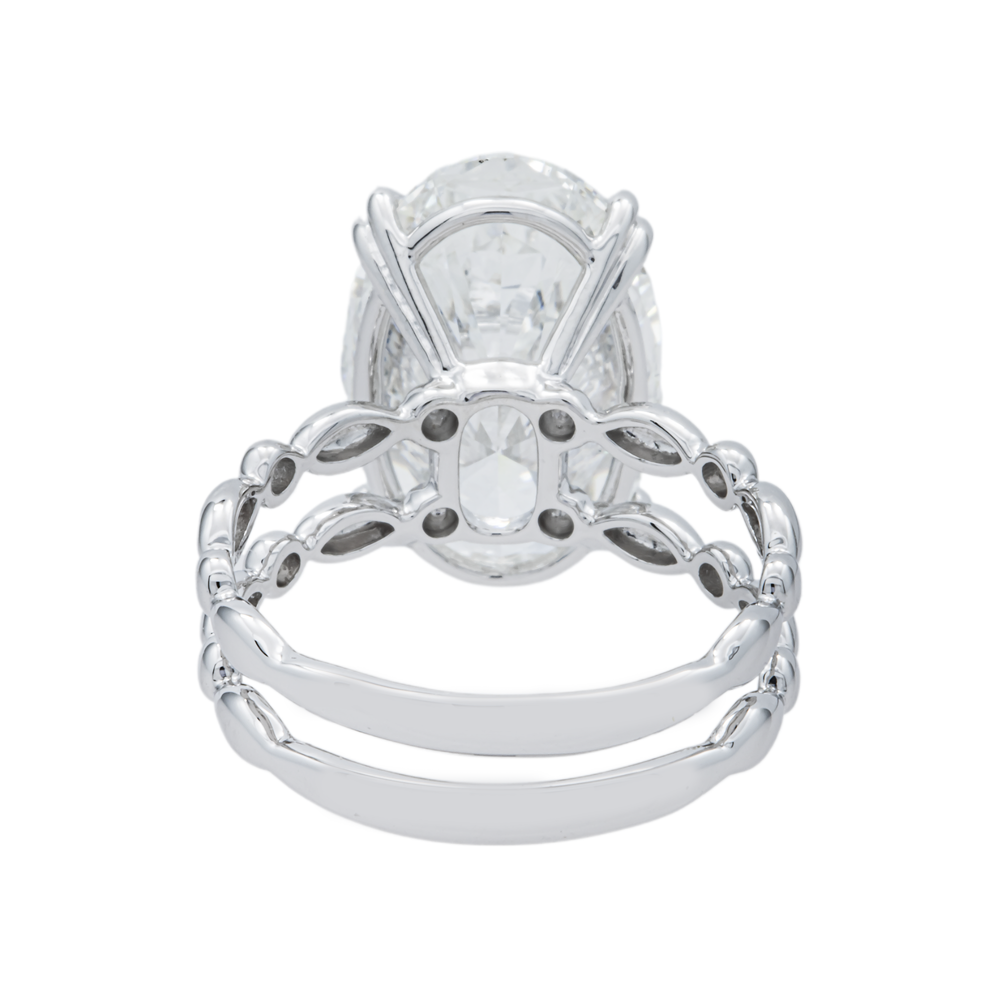 18K White Gold Oval Diamond Engagement Ring 7.41ctw