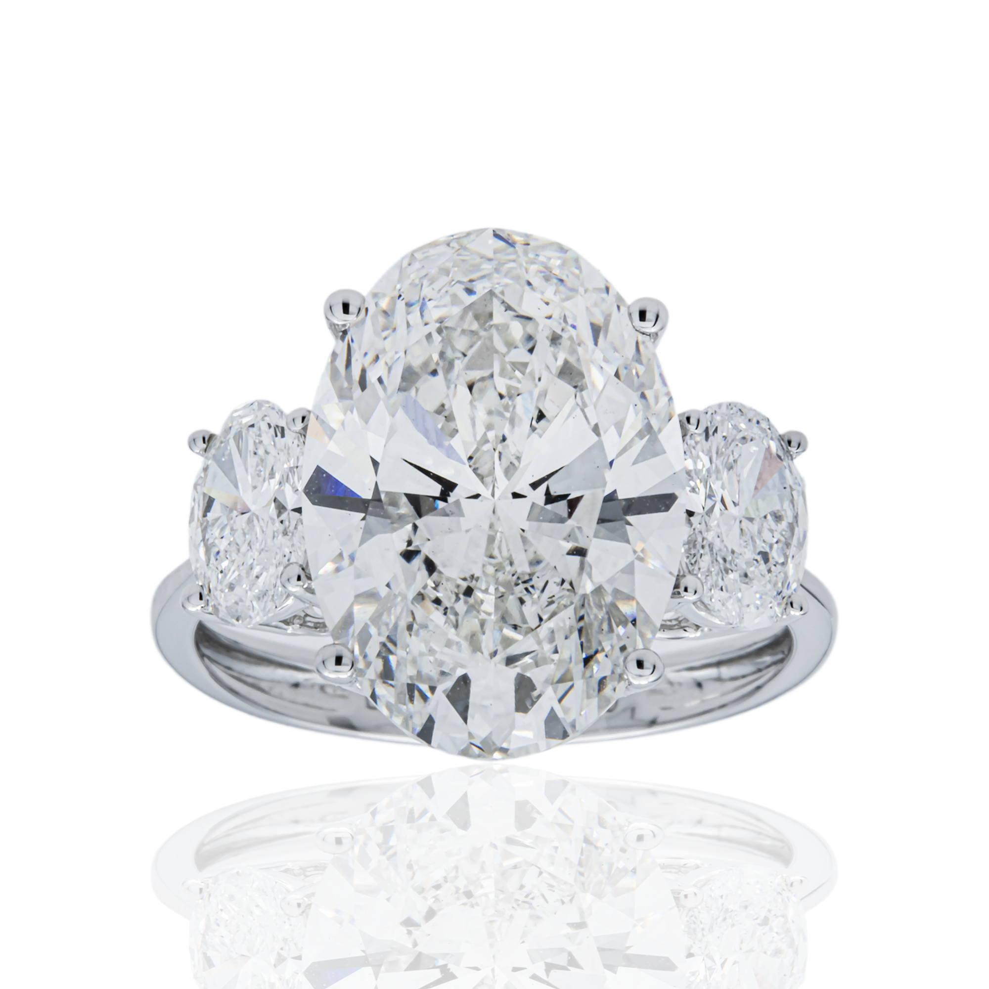 18K White Gold Triple Oval Diamond Engagement Ring 7.36ctw