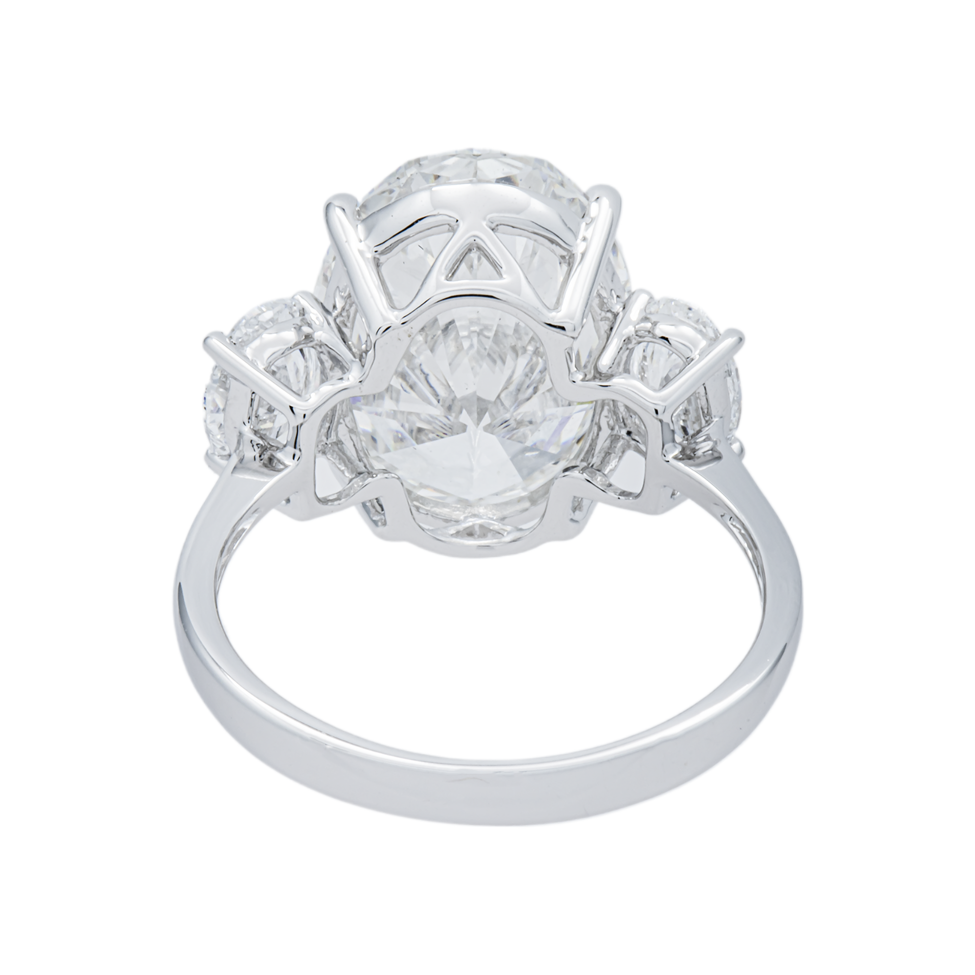 18K White Gold Triple Oval Diamond Engagement Ring 7.36ctw