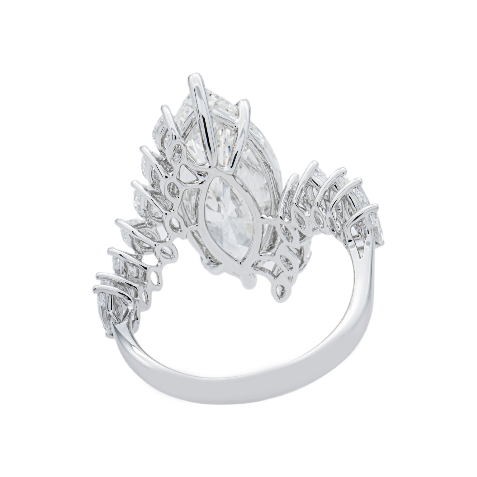 18K White Gold 4.60ct Marquise Diamond Engagement Ring 5.55ctw