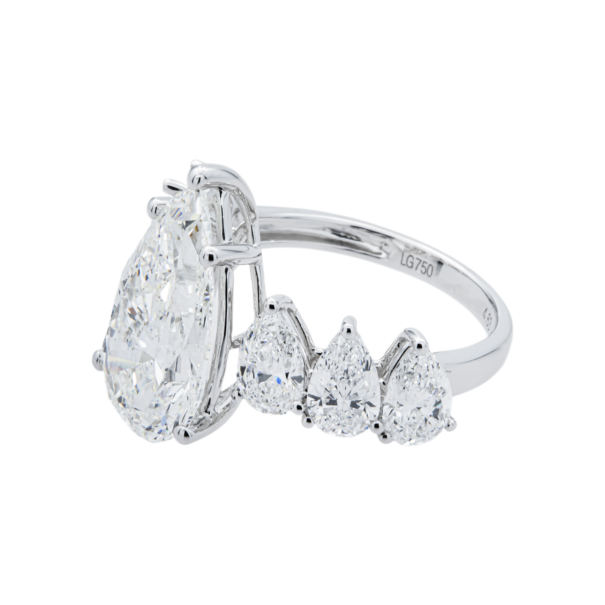18K White Gold 4.63ct Pear Diamond Engagement Ring 7.14ctw