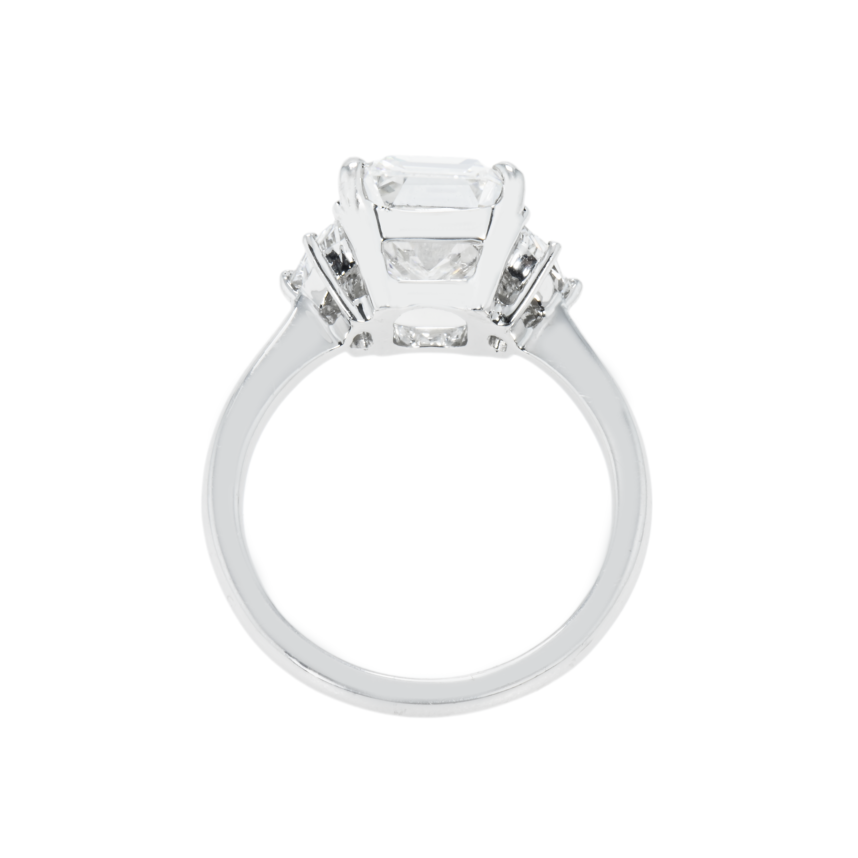 Gia Platinum 4.01Ct Emerald Cut Tripe Diamond Engagement Ring 4.63Ctw Bridal