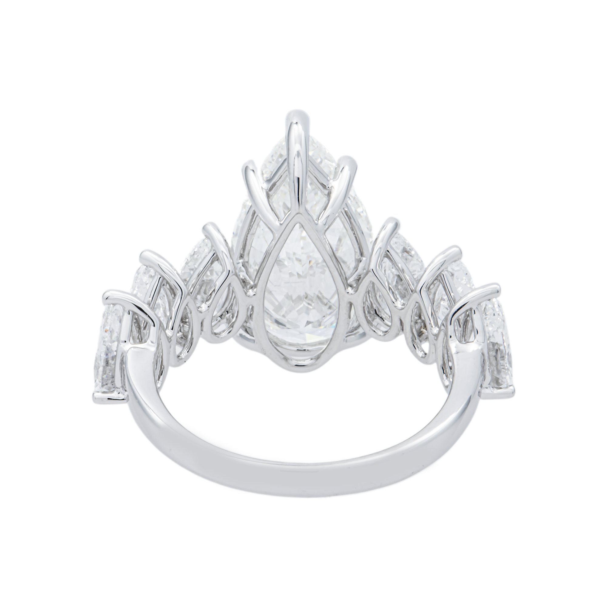 18K White Gold 4.63ct Pear Diamond Engagement Ring 7.14ctw