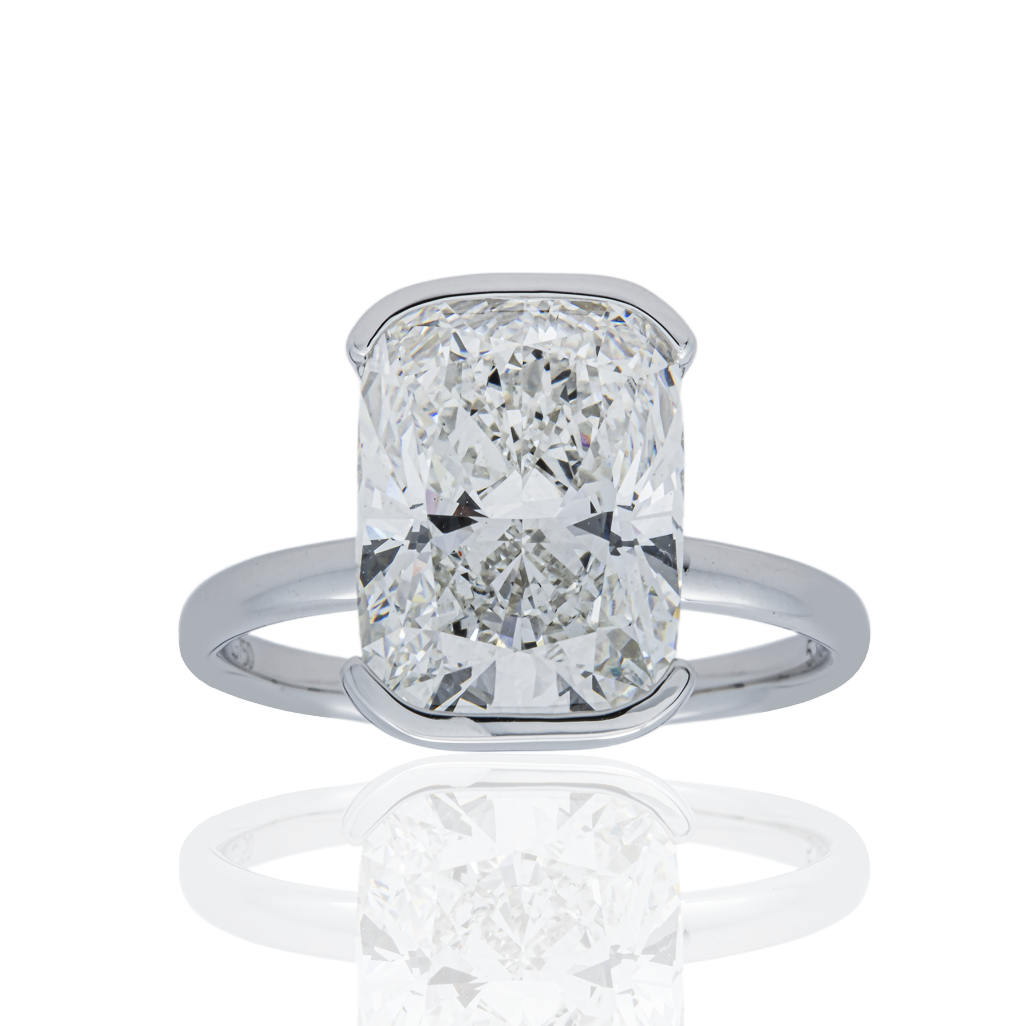 18K White Gold Radiant Solitaire Diamond Engagement Ring 5.13ctw