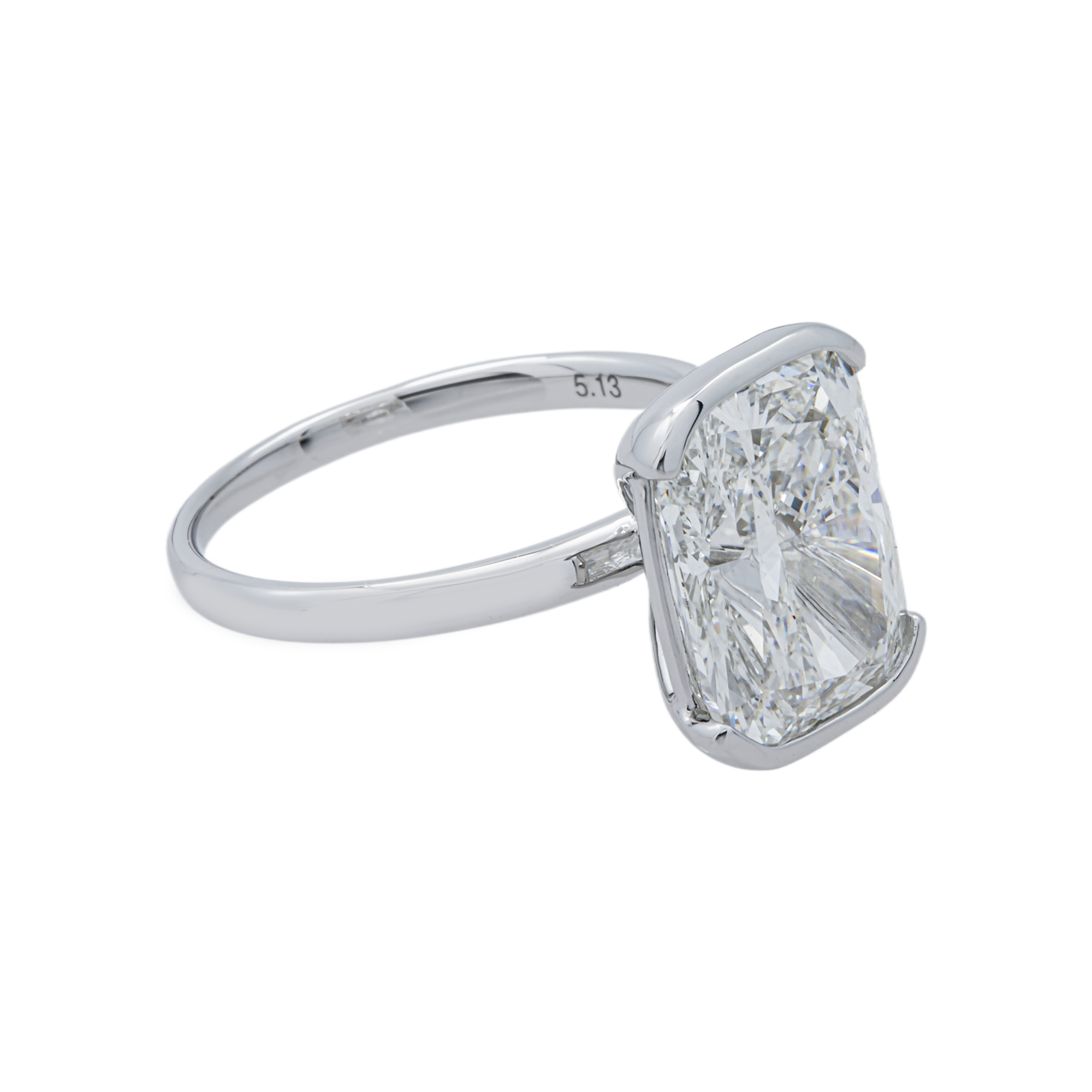 18K White Gold Radiant Solitaire Diamond Engagement Ring 5.13ctw