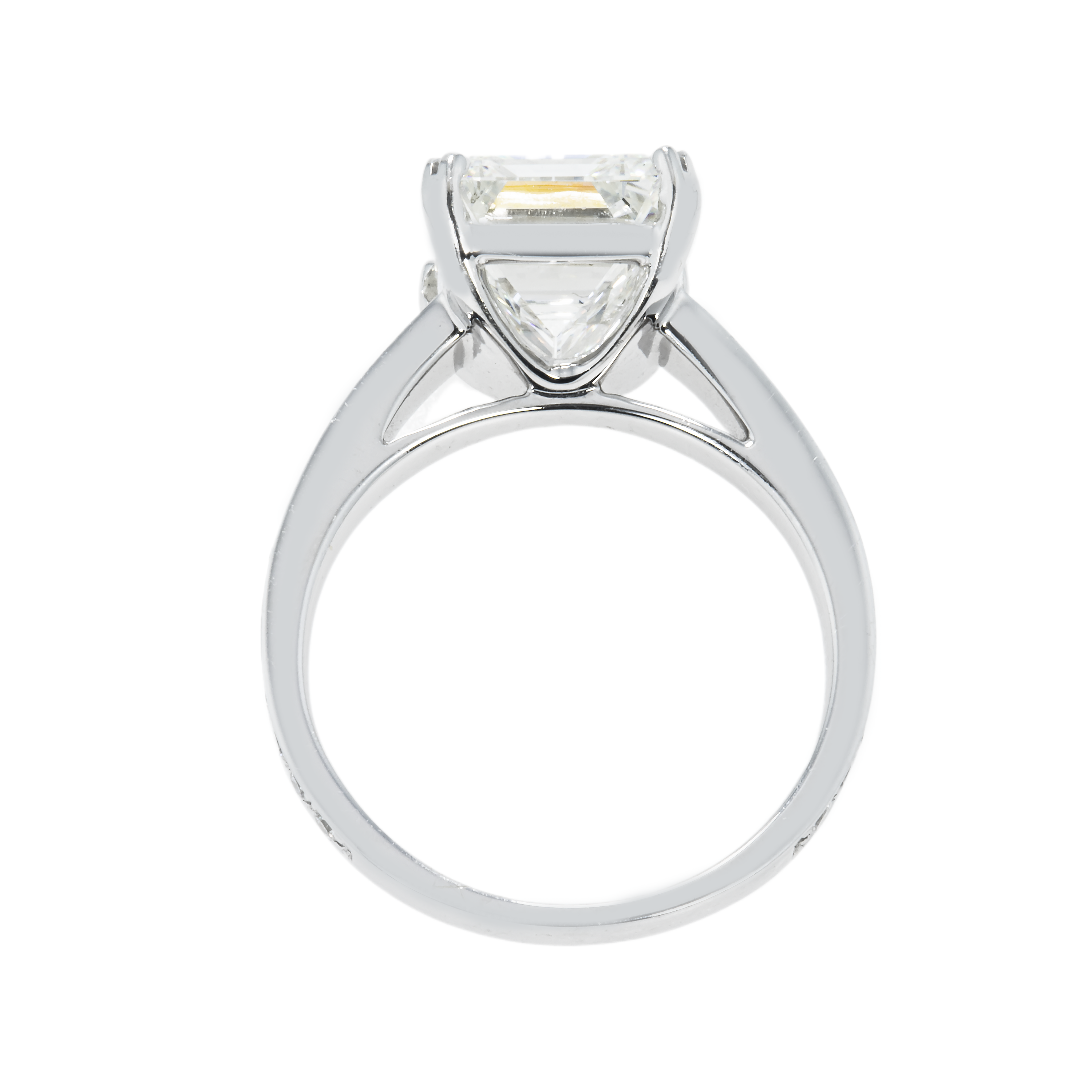 Gia 18K White Gold 5.01Ct Emerald Cut Diamond Engagement Rings 5.51Ctw Bridal