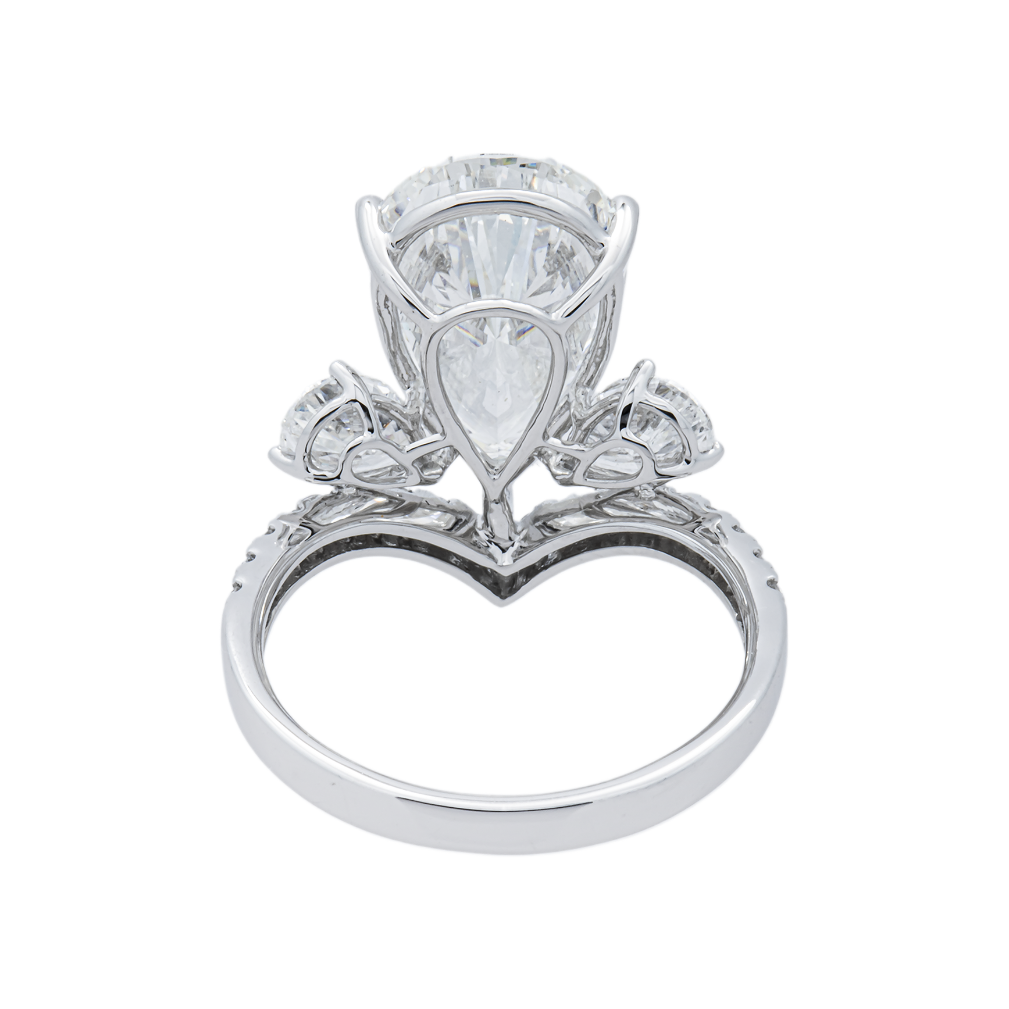 18K White Gold Triple Pear Floating Diamond Ring 5.82ctw