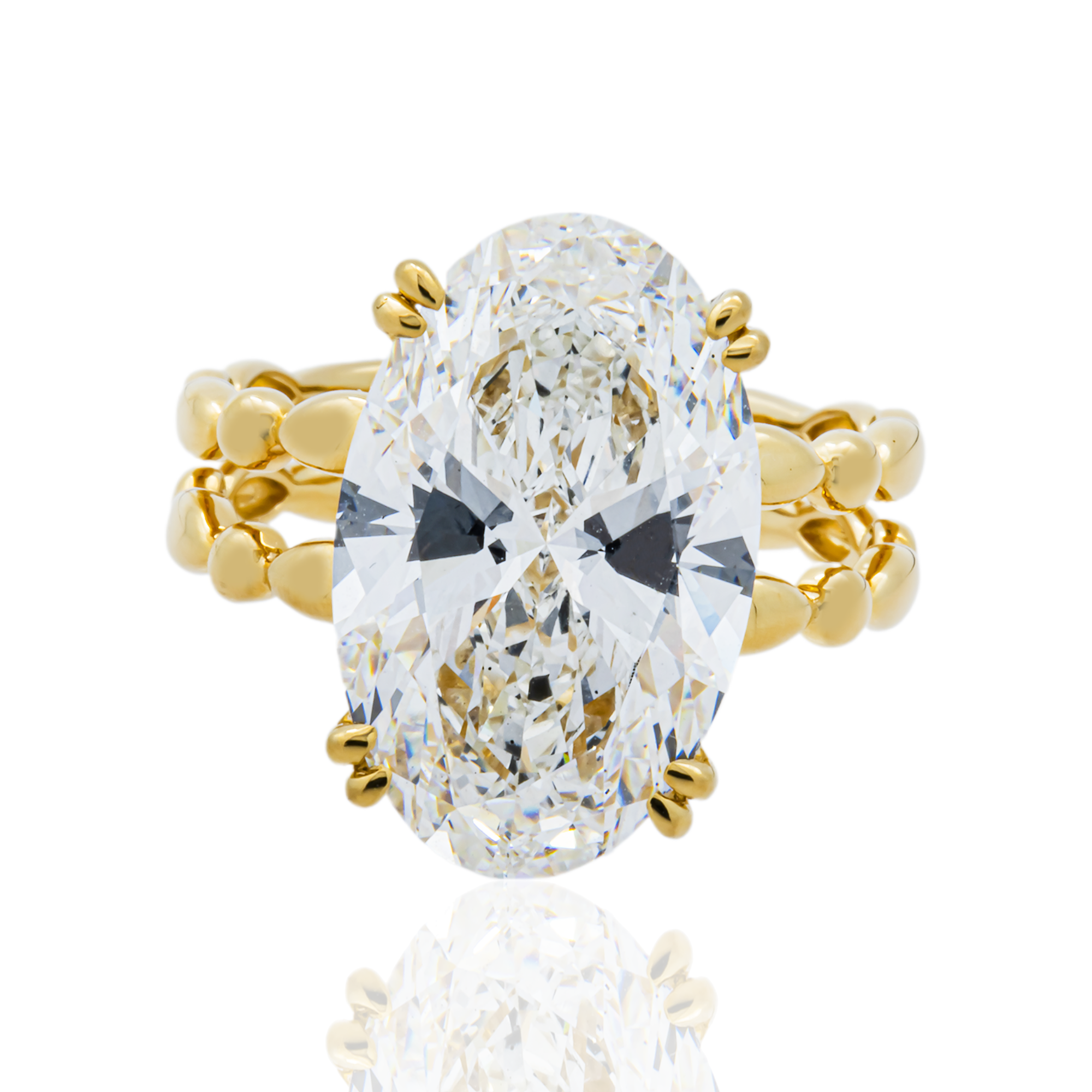 18K Yellow Gold Oval Diamond Engagement Ring 7.02ct