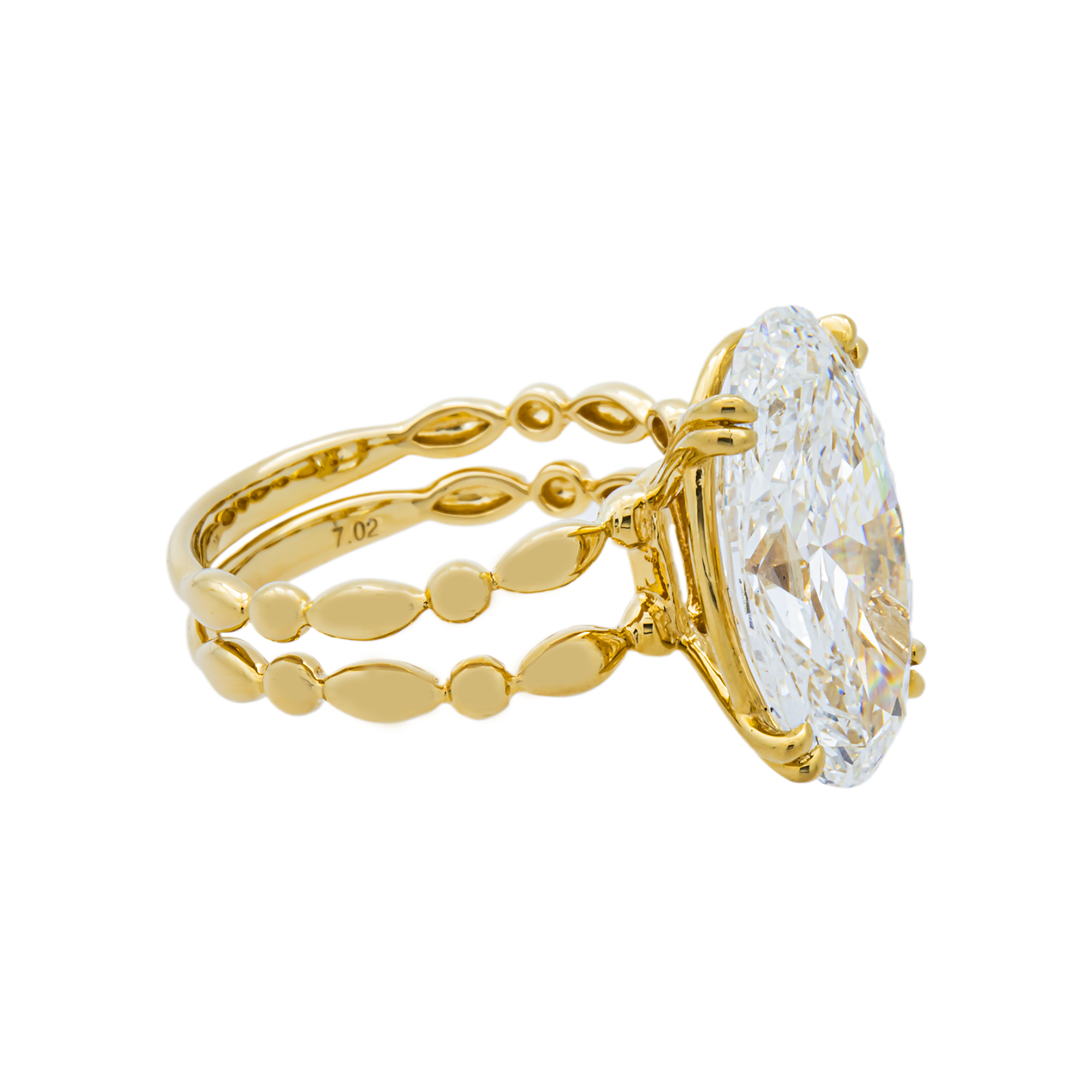 18K Yellow Gold Oval Diamond Engagement Ring 7.02ct