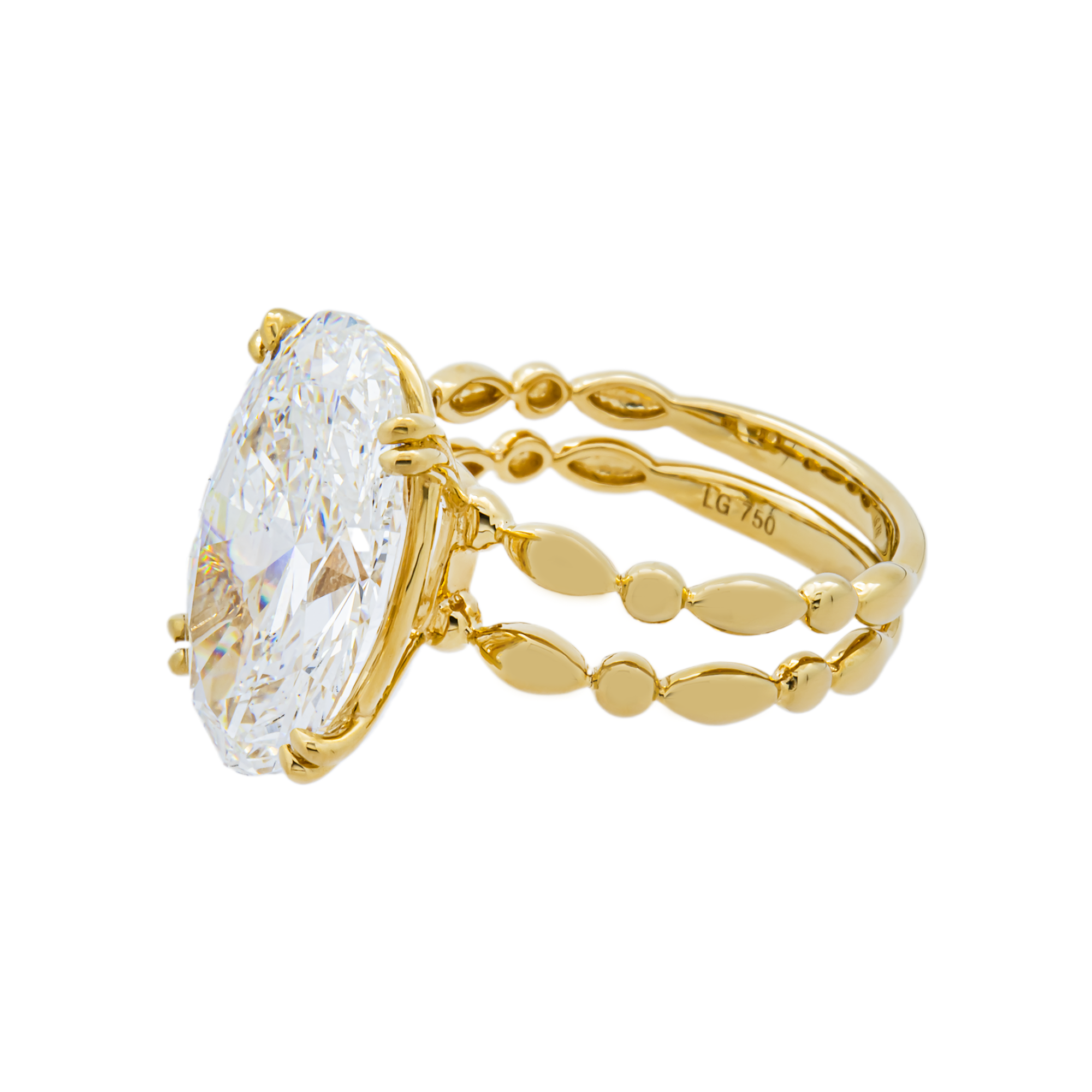 18K Yellow Gold Oval Diamond Engagement Ring 7.02ct