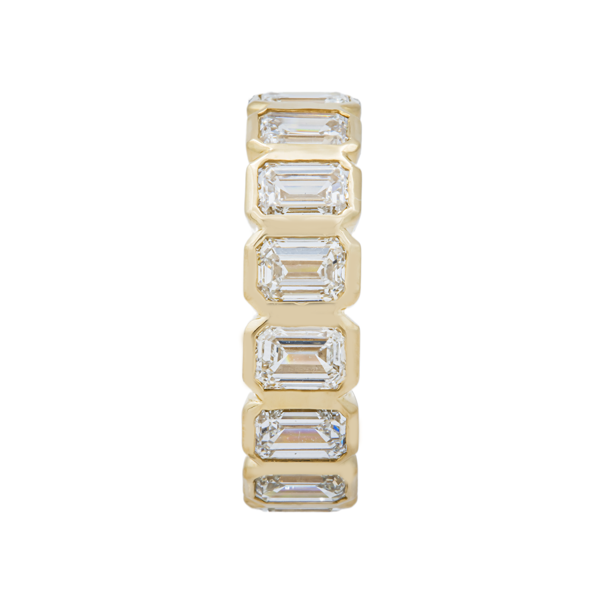 14K Yellow Gold Bezel Set Emerald Diamond Eternity Ring 4.70ct (Size 6)