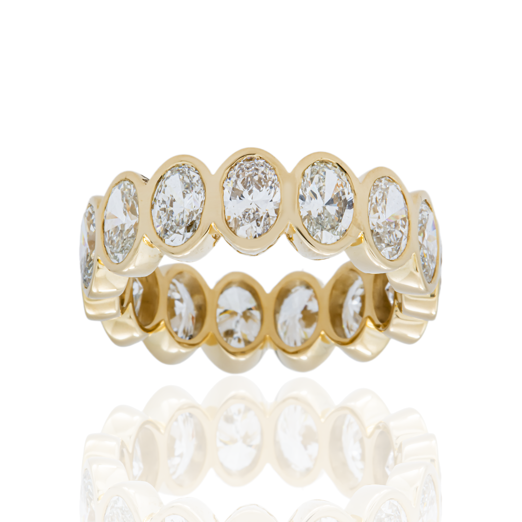 14K Yellow Gold Bezel Set Oval Diamond Eternity Ring 5.06ct (size 6)