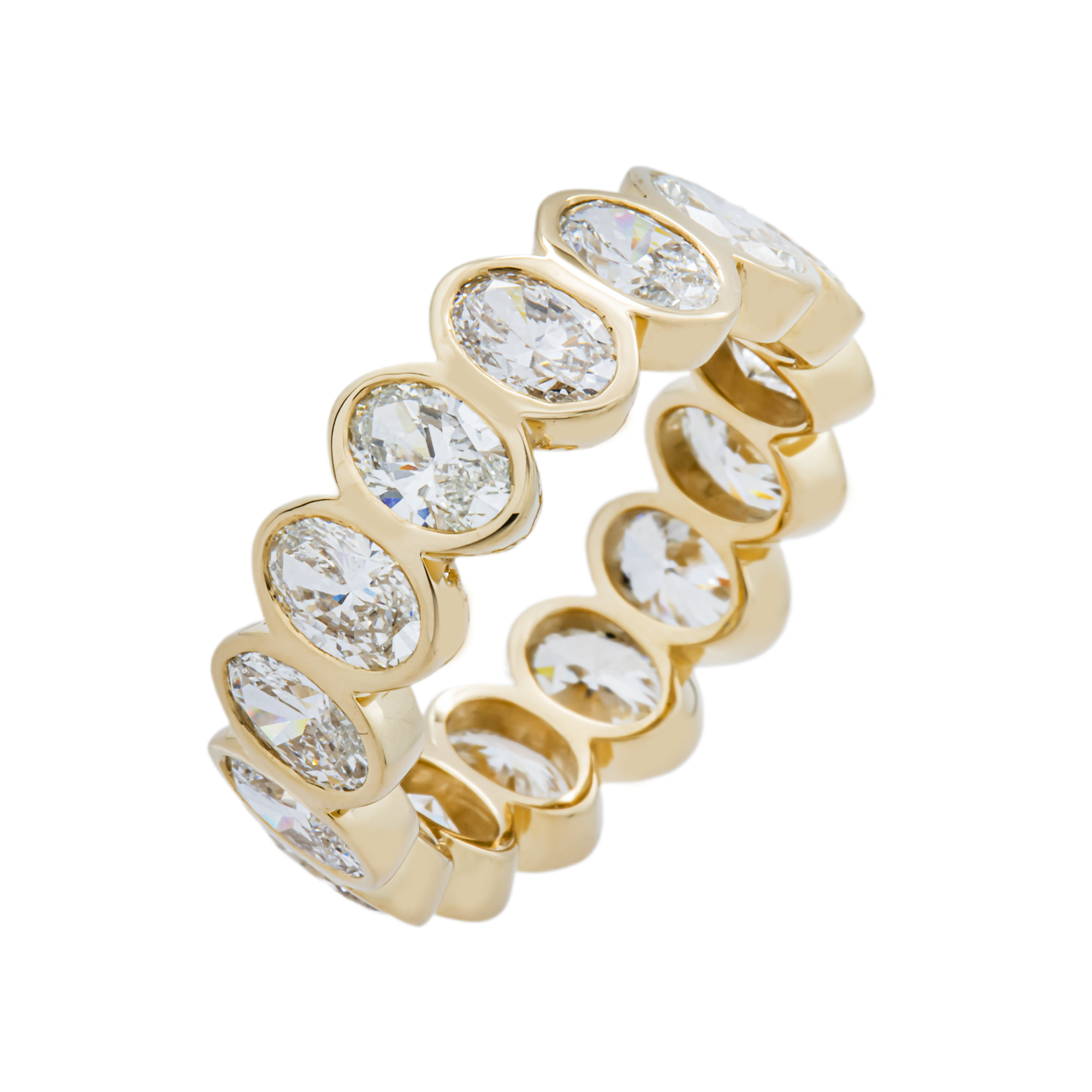 14K Yellow Gold Bezel Set Oval Diamond Eternity Ring 5.06ct (size 6)