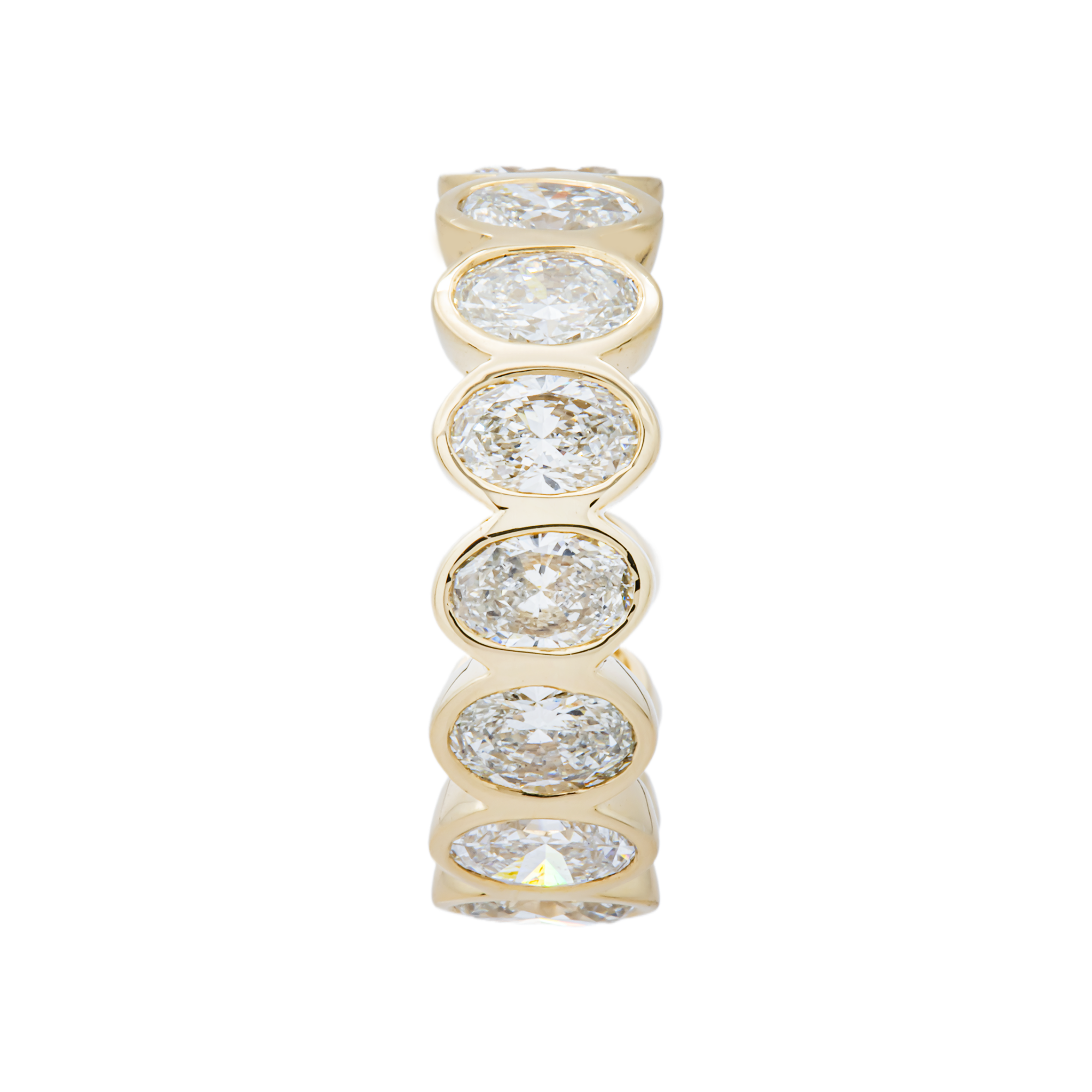 14K Yellow Gold Bezel Set Oval Diamond Eternity Ring 5.06ct (size 6)