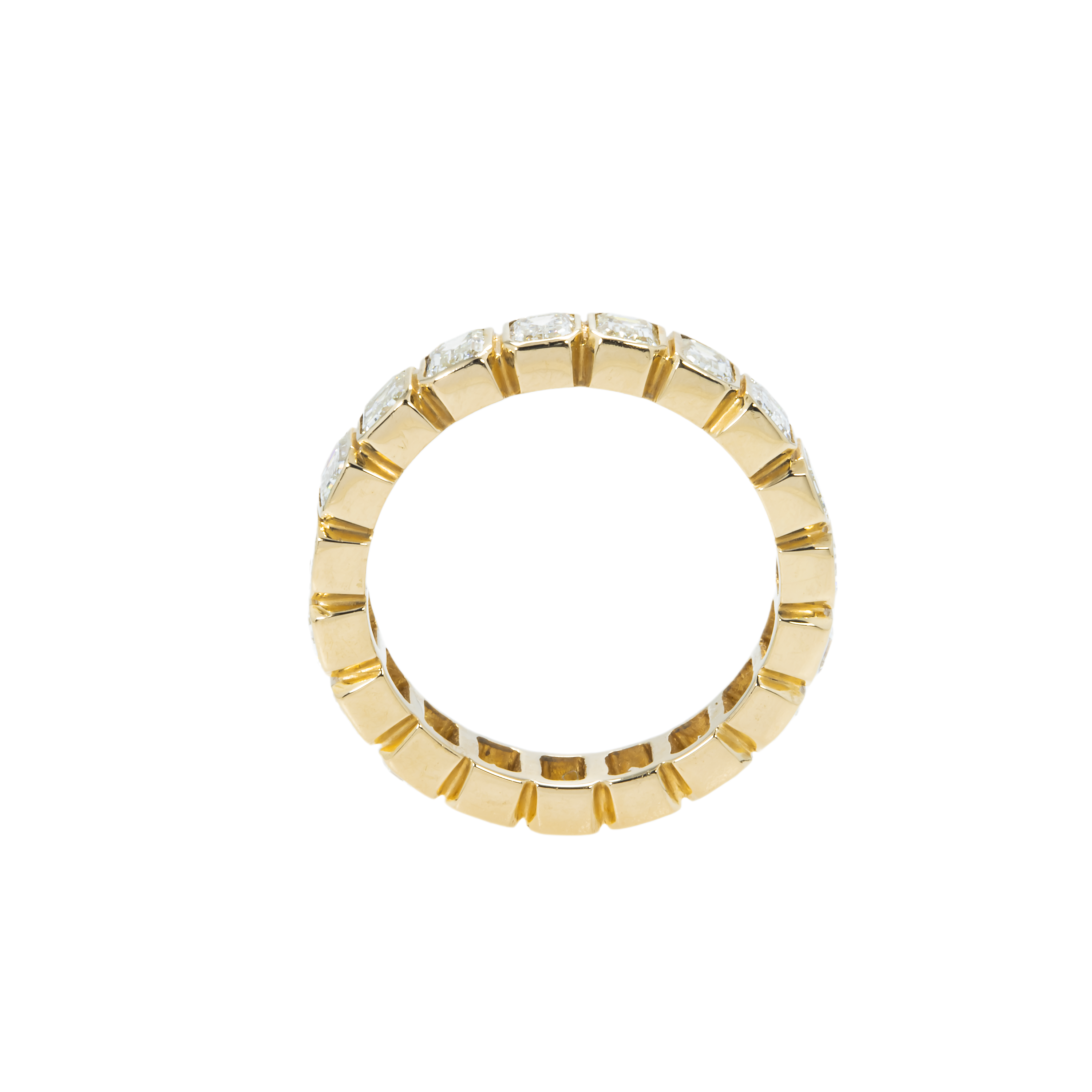 14K Yellow Gold Bezel Set Emerald Diamond Eternity Ring 3.70Ct (Size 6.75) Rings