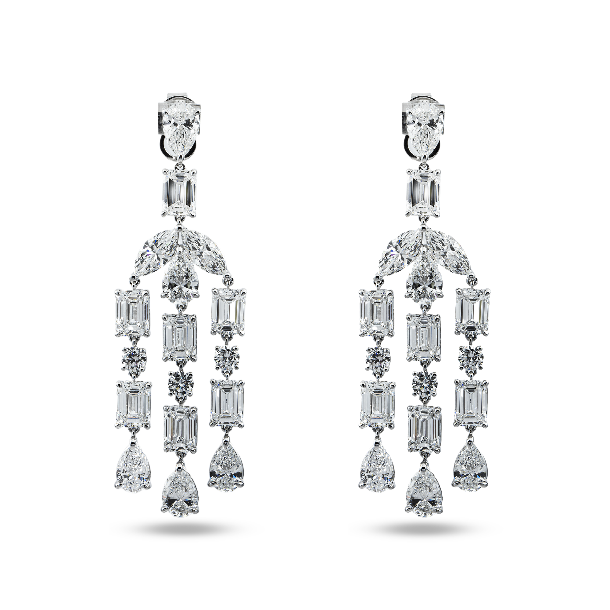 10K White Gold Multi Cut Diamond Drop Earrings 28.82ctw