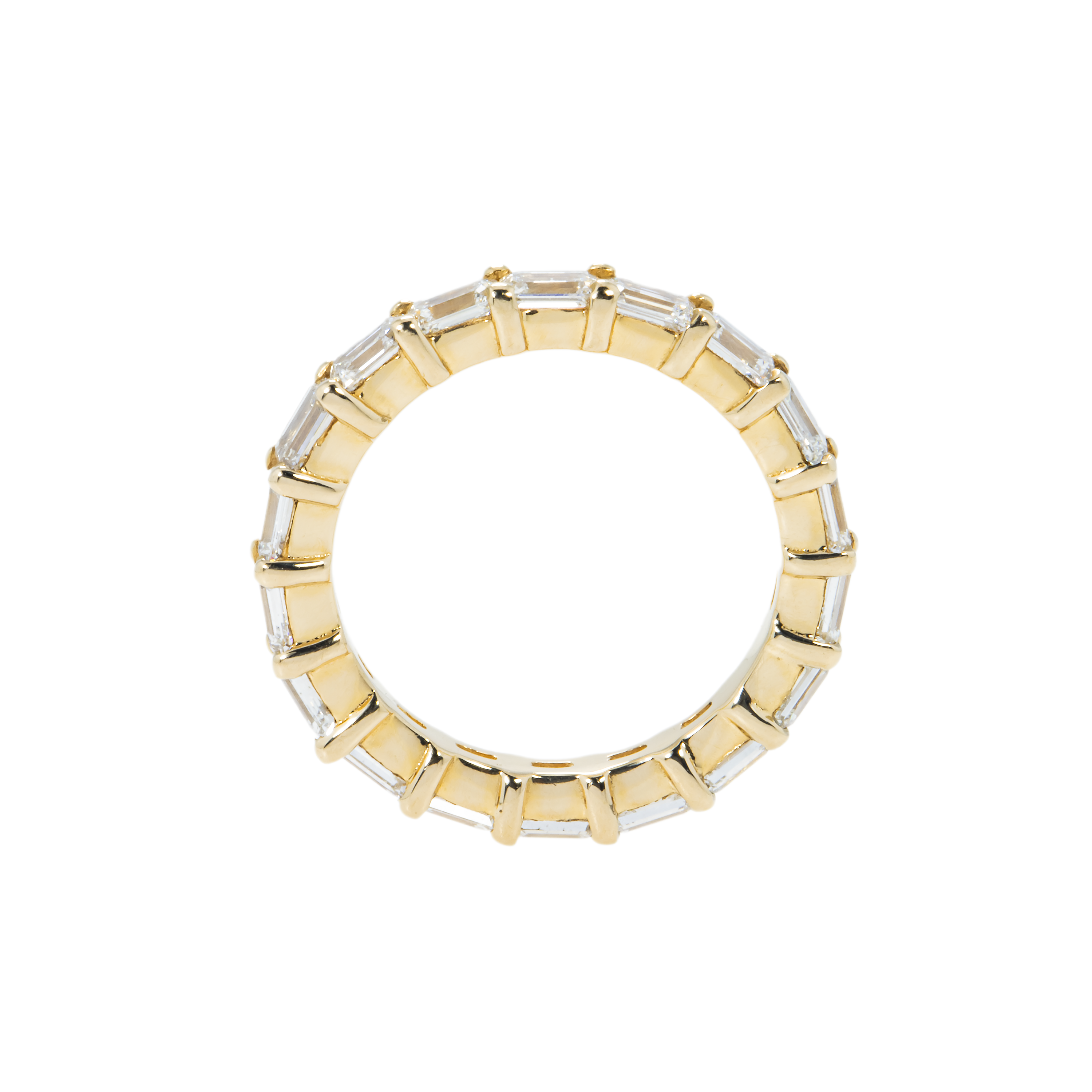 14K Yellow Gold Horizontal Emerald Diamond Eternity Ring 2.88Ct (Size 6.25) Rings
