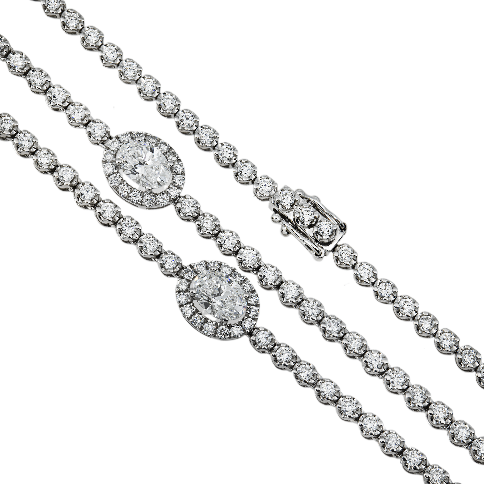 White Gold Oval Cut & Round Diamond Necklace 17.58ct