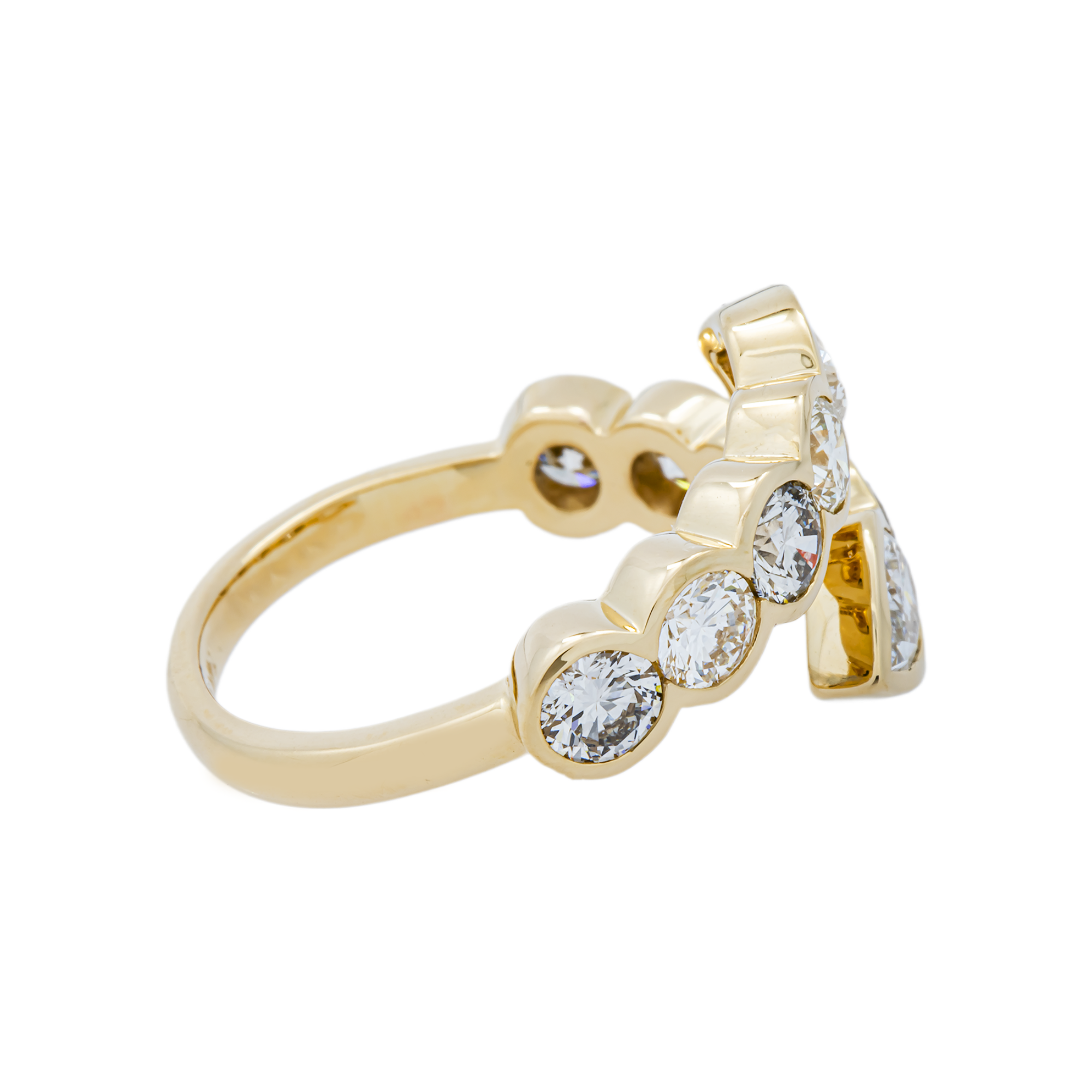 14K Yellow Gold Bezel Set Pear & Round Diamond Bypass Wrap Ring 2.25ct