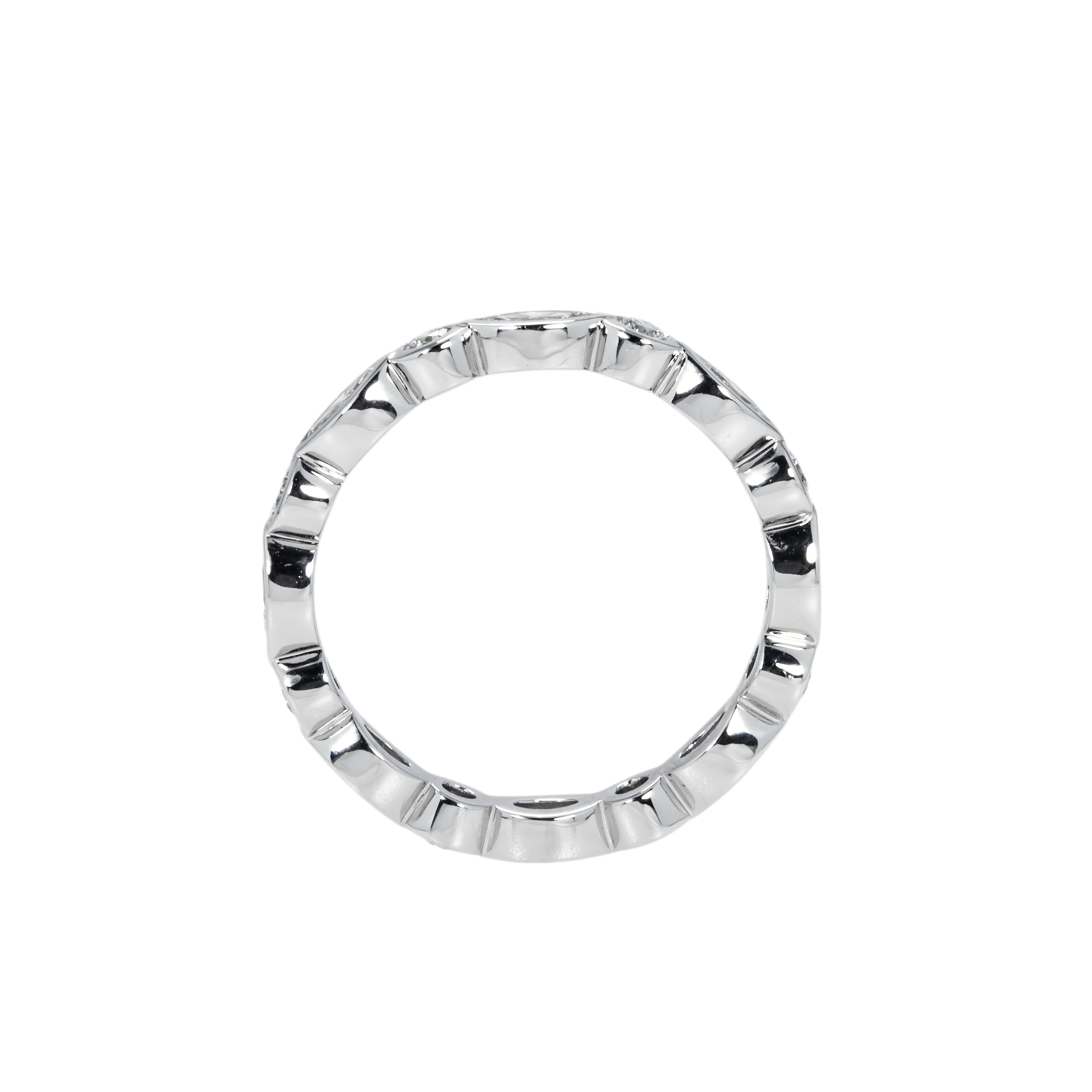 14K White Gold Marquise & Round Diamond Eternity Ring 0.80Ct (Size 6.25) Rings