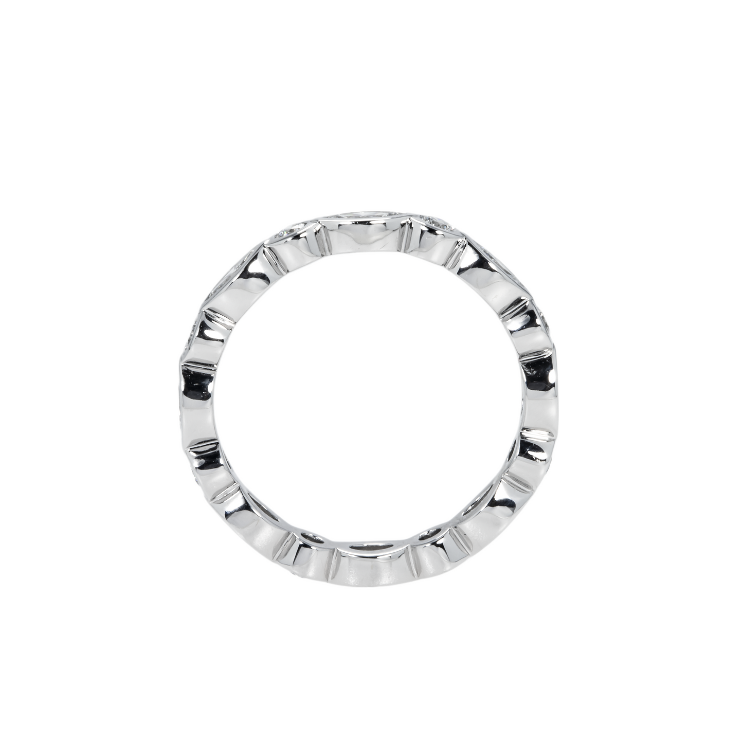 14K White Gold Marquise & Round Diamond Eternity Ring 0.80ct (size 6.25)